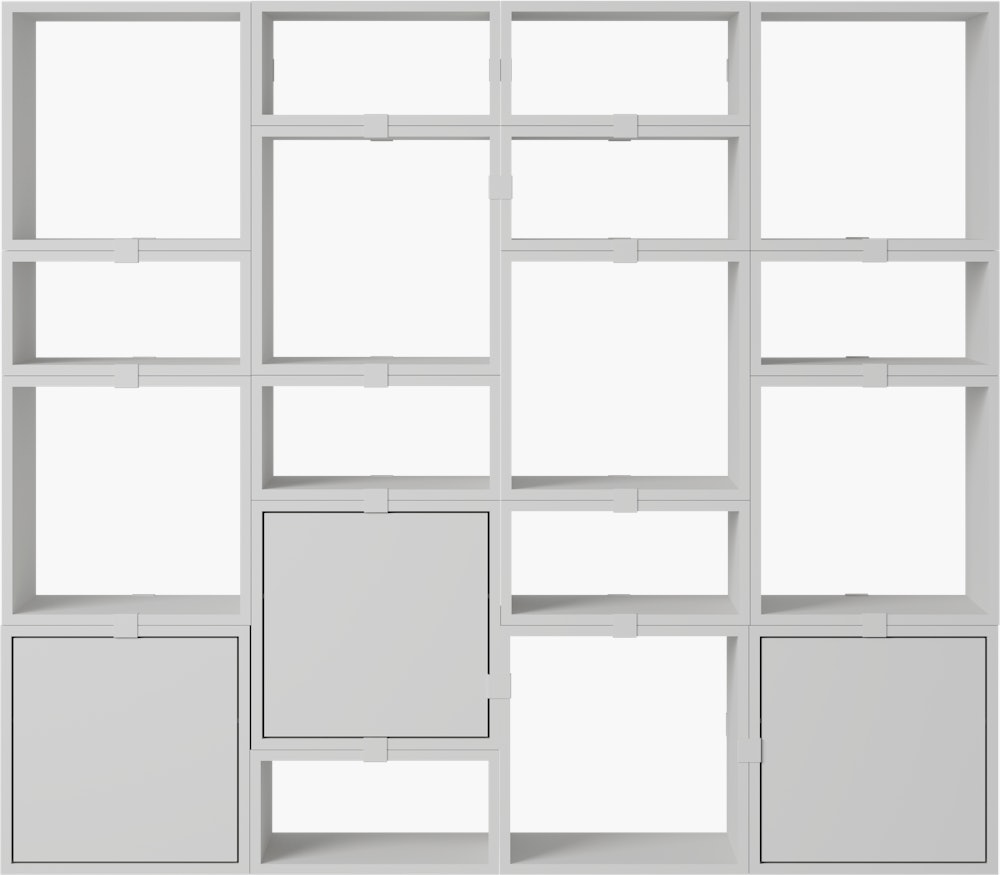 Stacked Storage Bookcase - Configuration 4,  Grey,  No Base