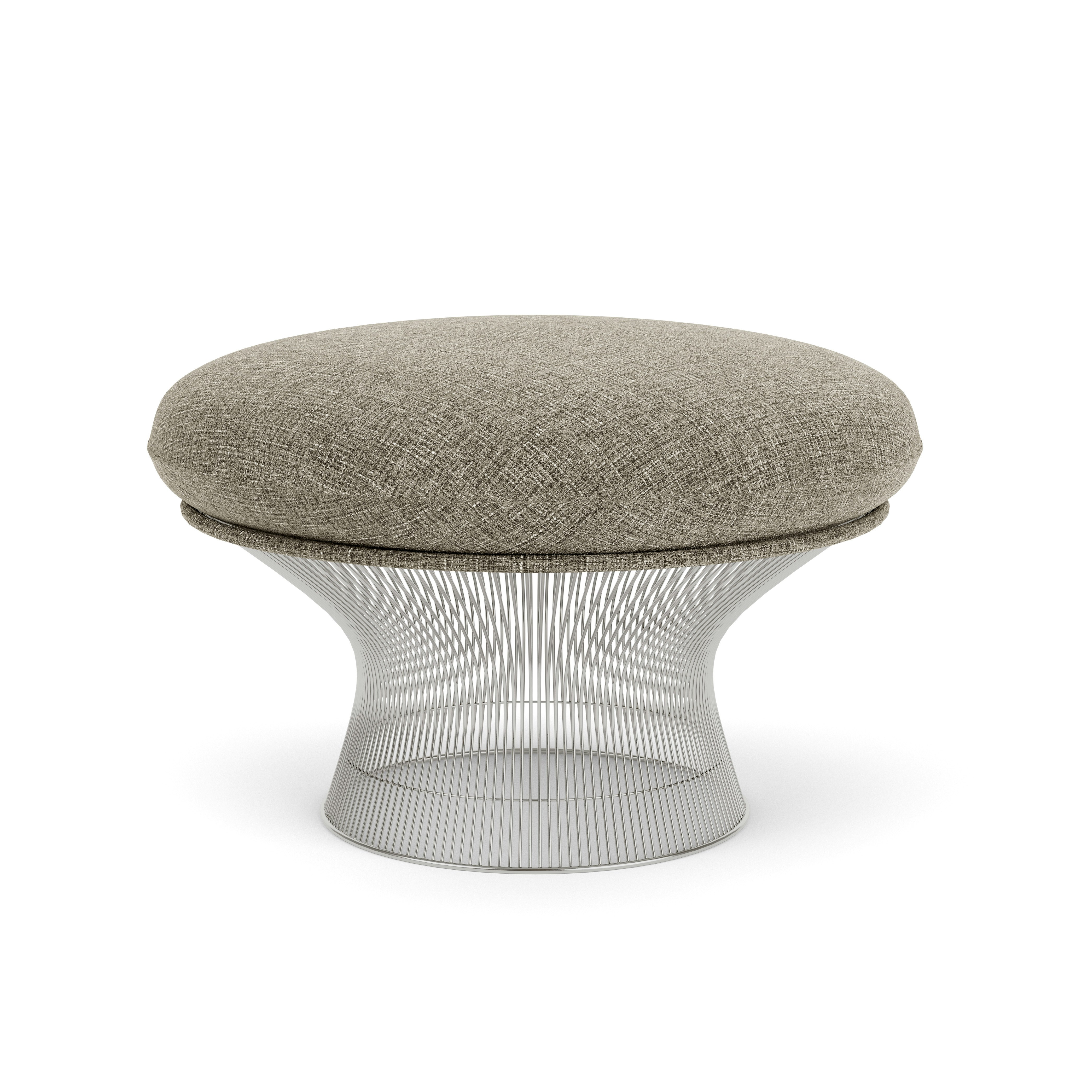 Platner Ottoman - Polished Nickel,  Diva,  Platinum