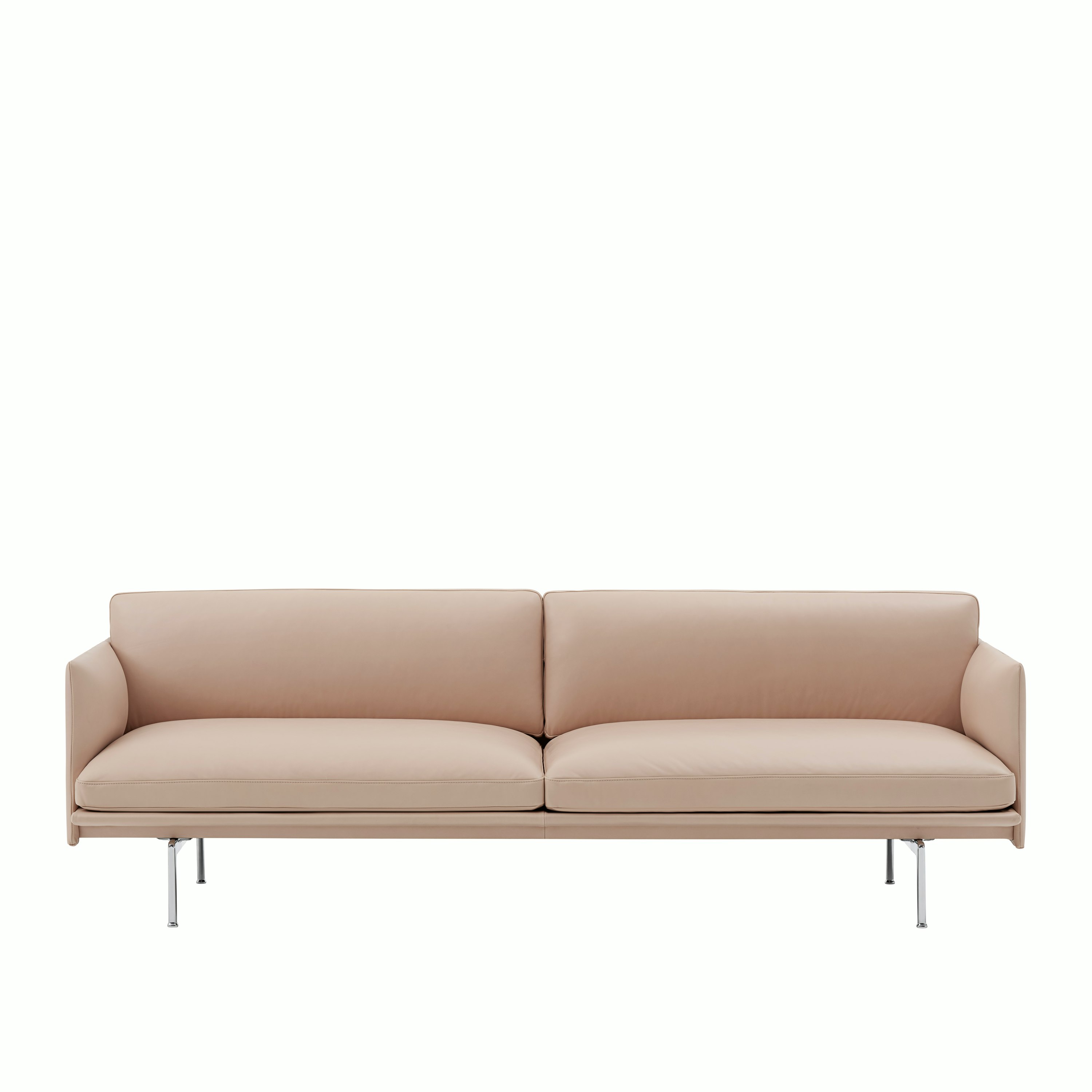 Outline 3 seater refine beige leather 1615 aluminum Muuto