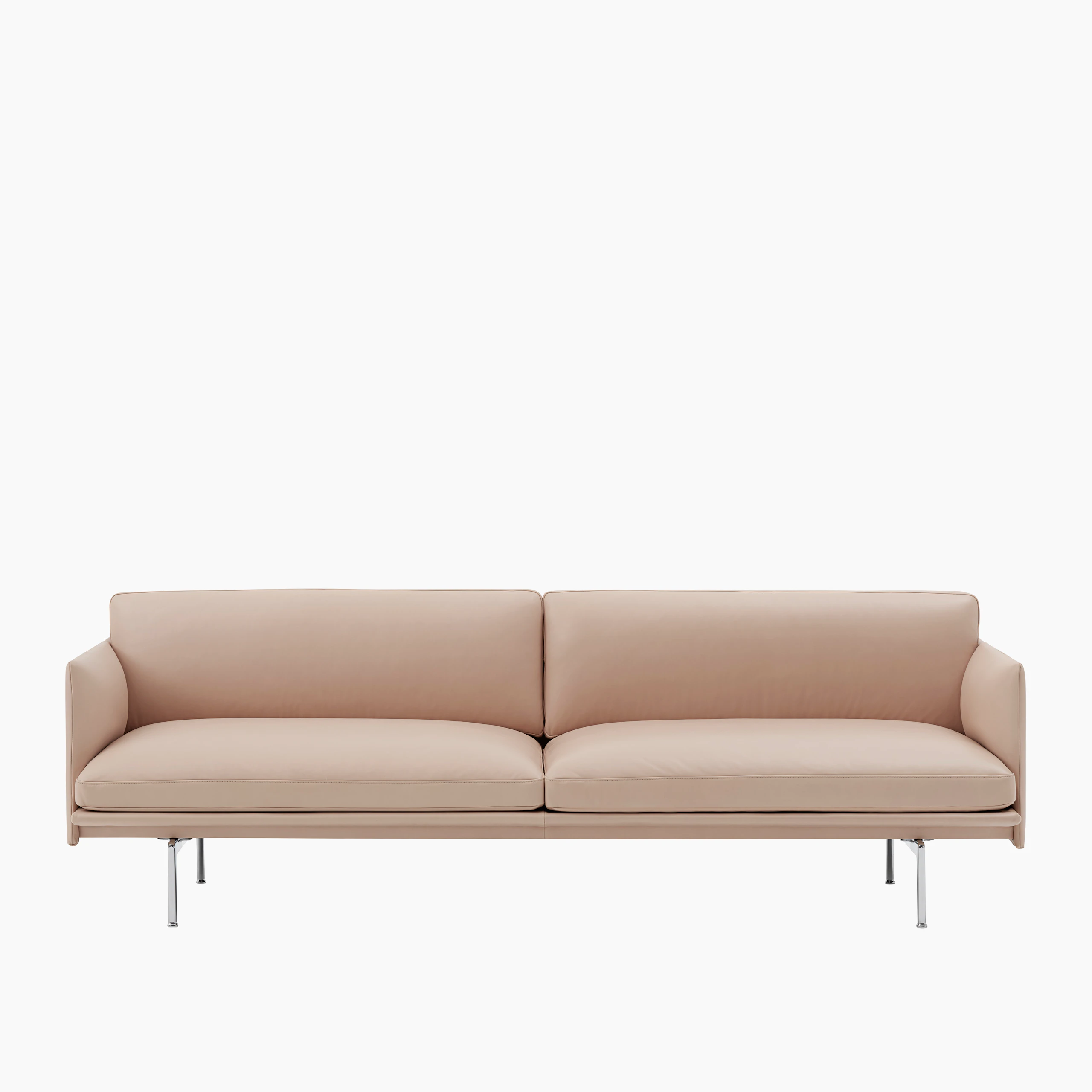 Outline 3 seater refine beige leather 1615 aluminum Muuto