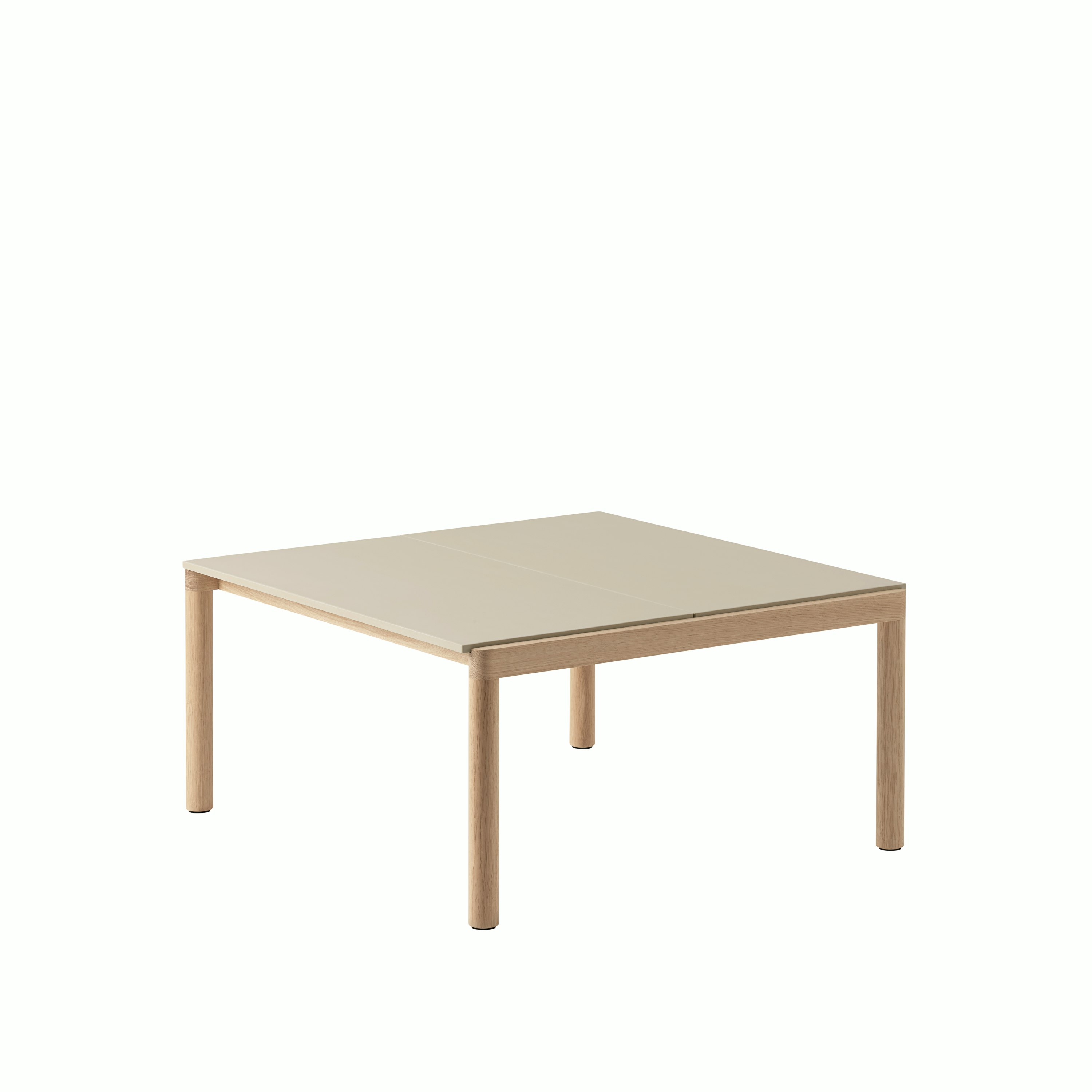 Couple coffee table 80x84x40 2 plain taupe dark oiled oak