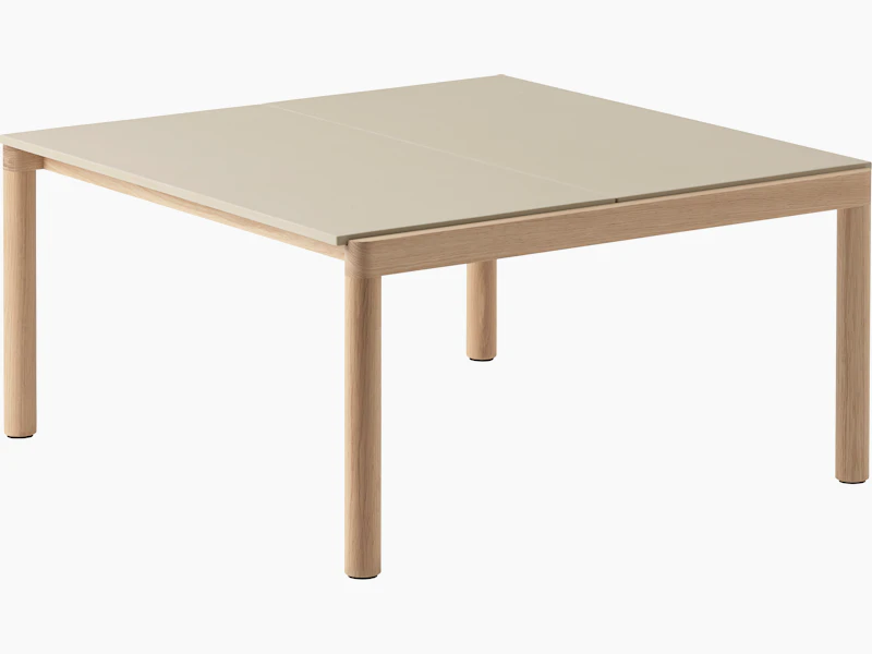 Couple coffee table 80x84x40 2 plain taupe dark oiled oak