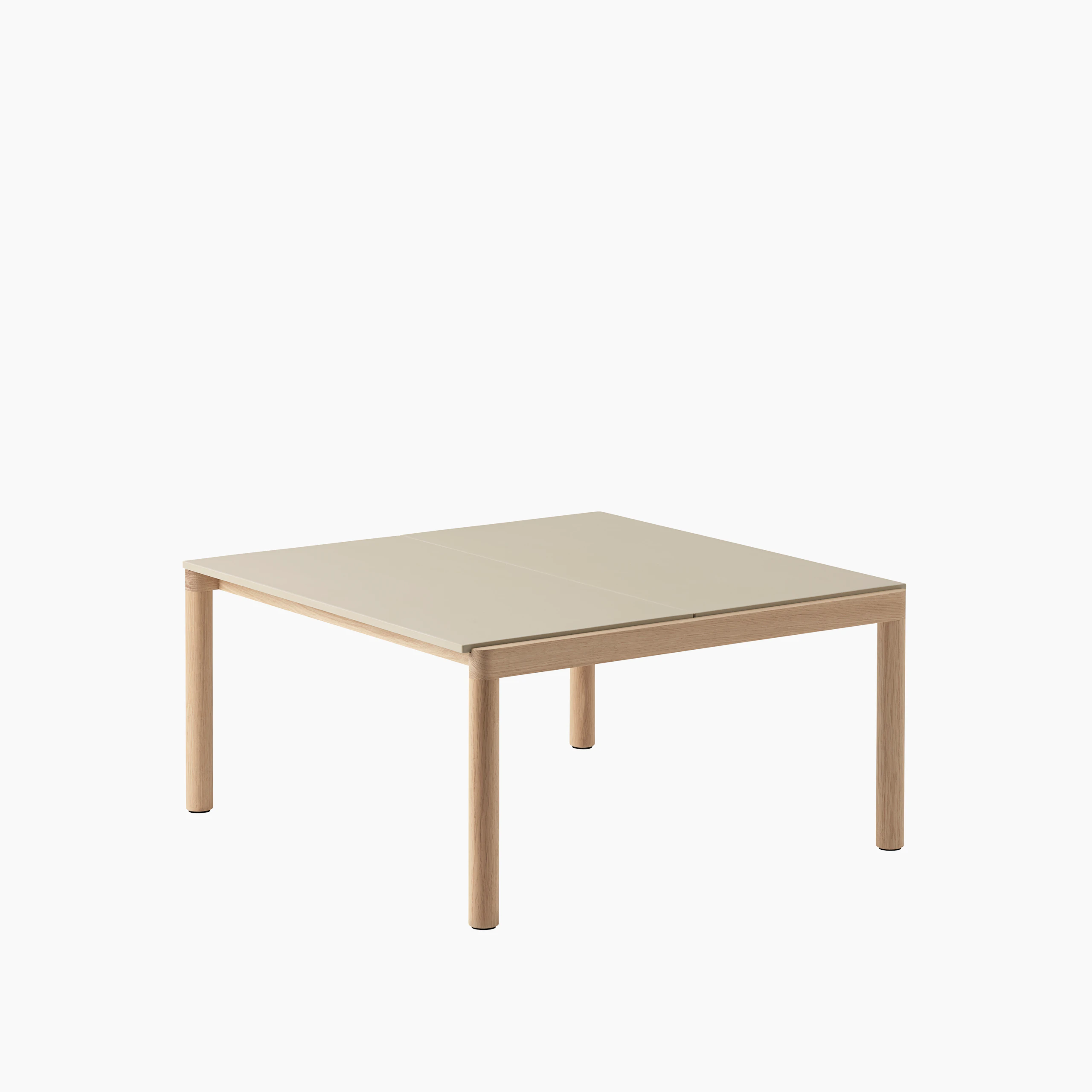 Couple coffee table 80x84x40 2 plain taupe dark oiled oak