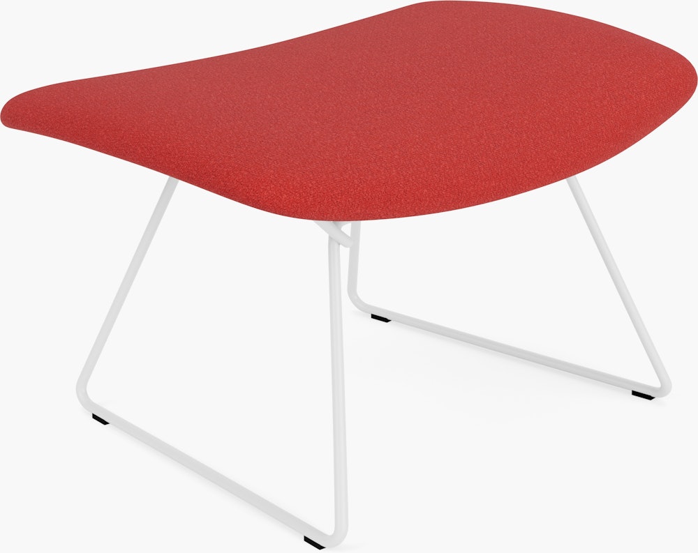 Bertoia Bird Ottoman - Classic Boucle, Fiery, Full Cover, White