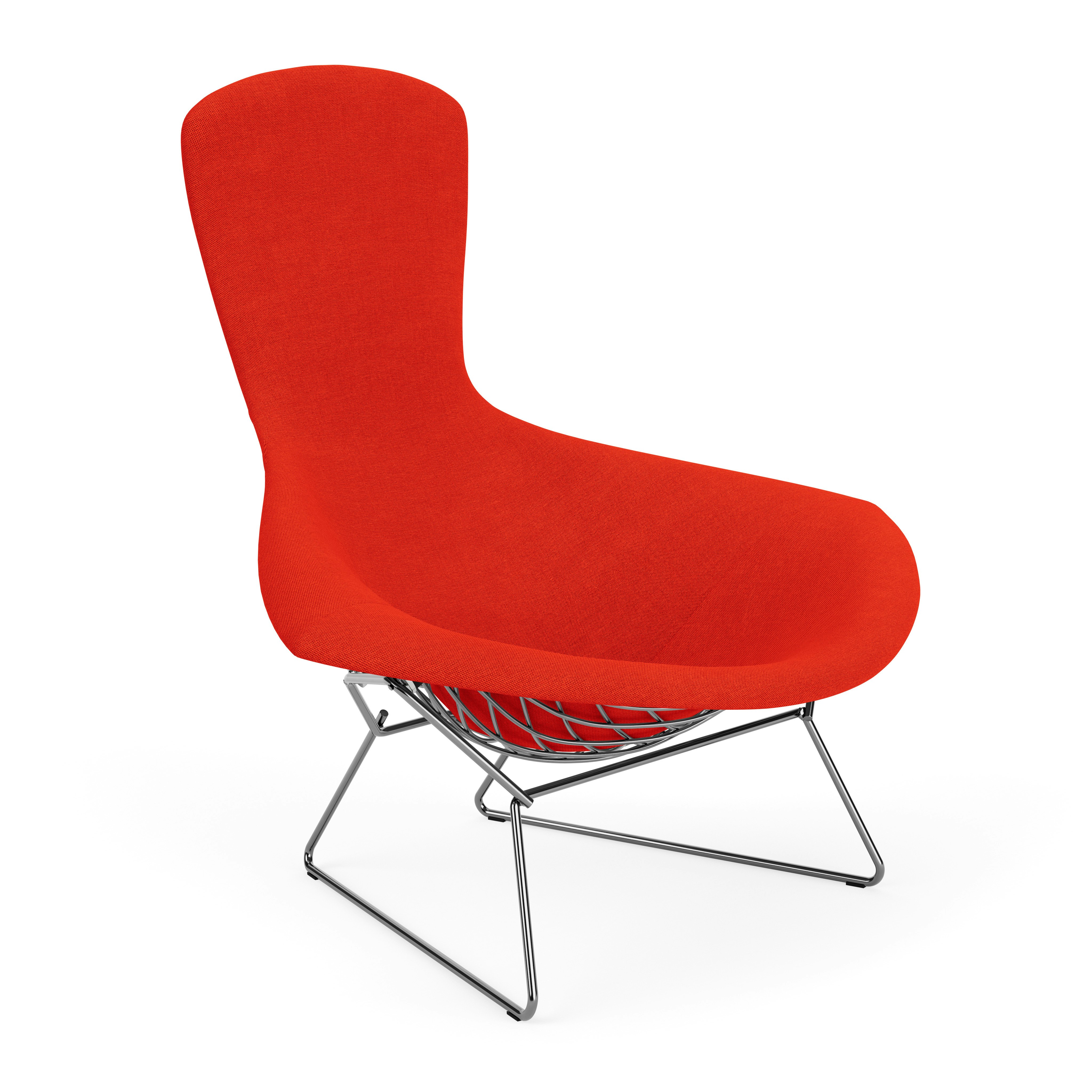 Bertoia Bird Lounge Chair, Polished Chrome, Full Cover, Crossroads, Paprika