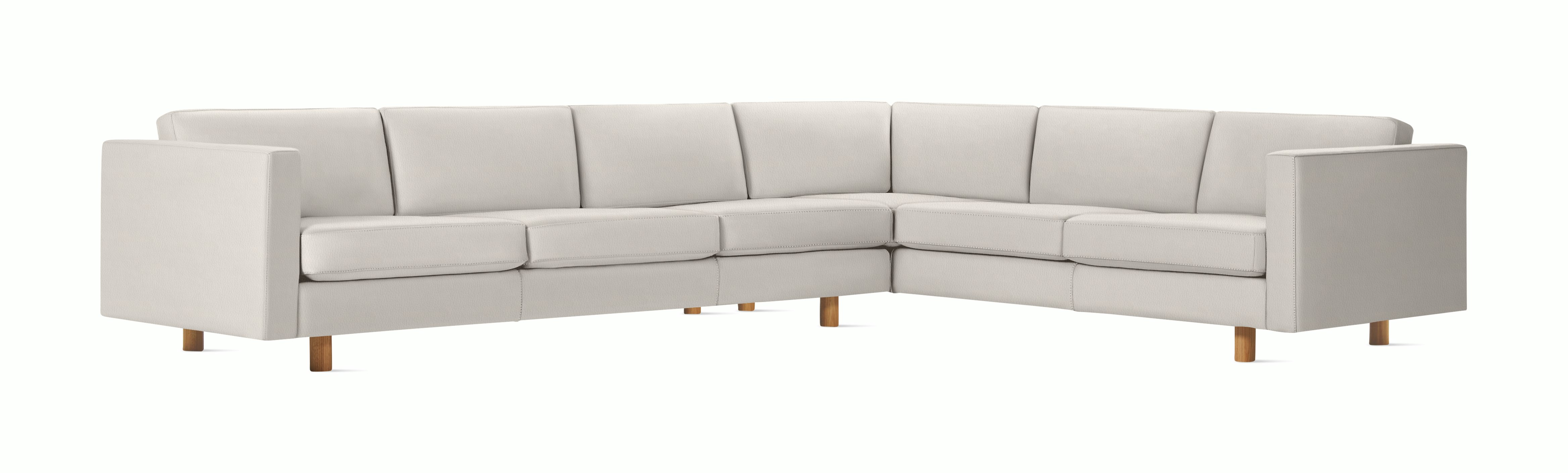 Lispenard Sectional in light beige leather with 4" legs.