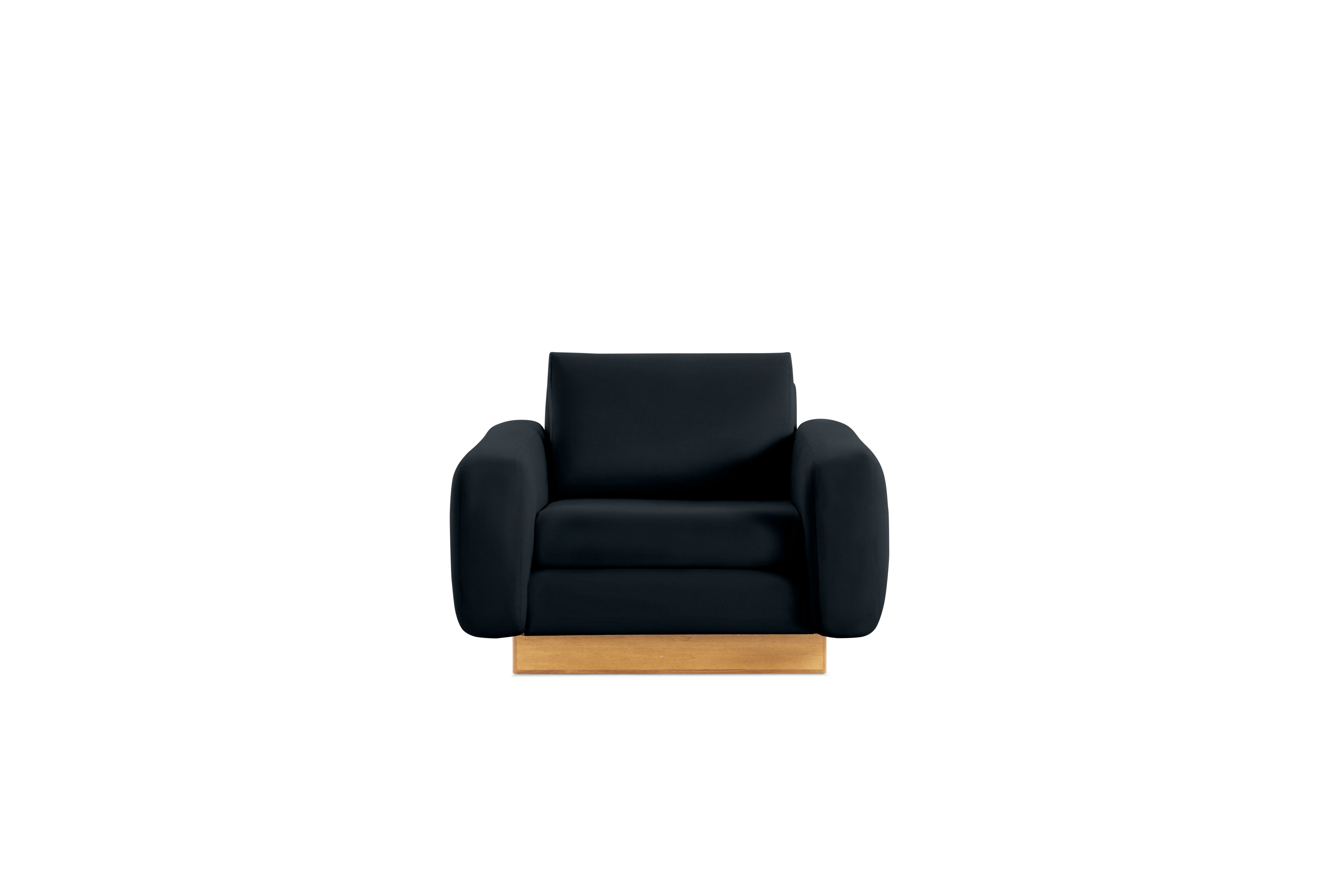 Mesa Lounge Chair - Marquis Velvet,  Midnight,  Oak