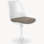 Saarinen Tulip Side Chair - Side Chair, Seat Cushion, Swivel, Acqua Leather, Aquitania, White