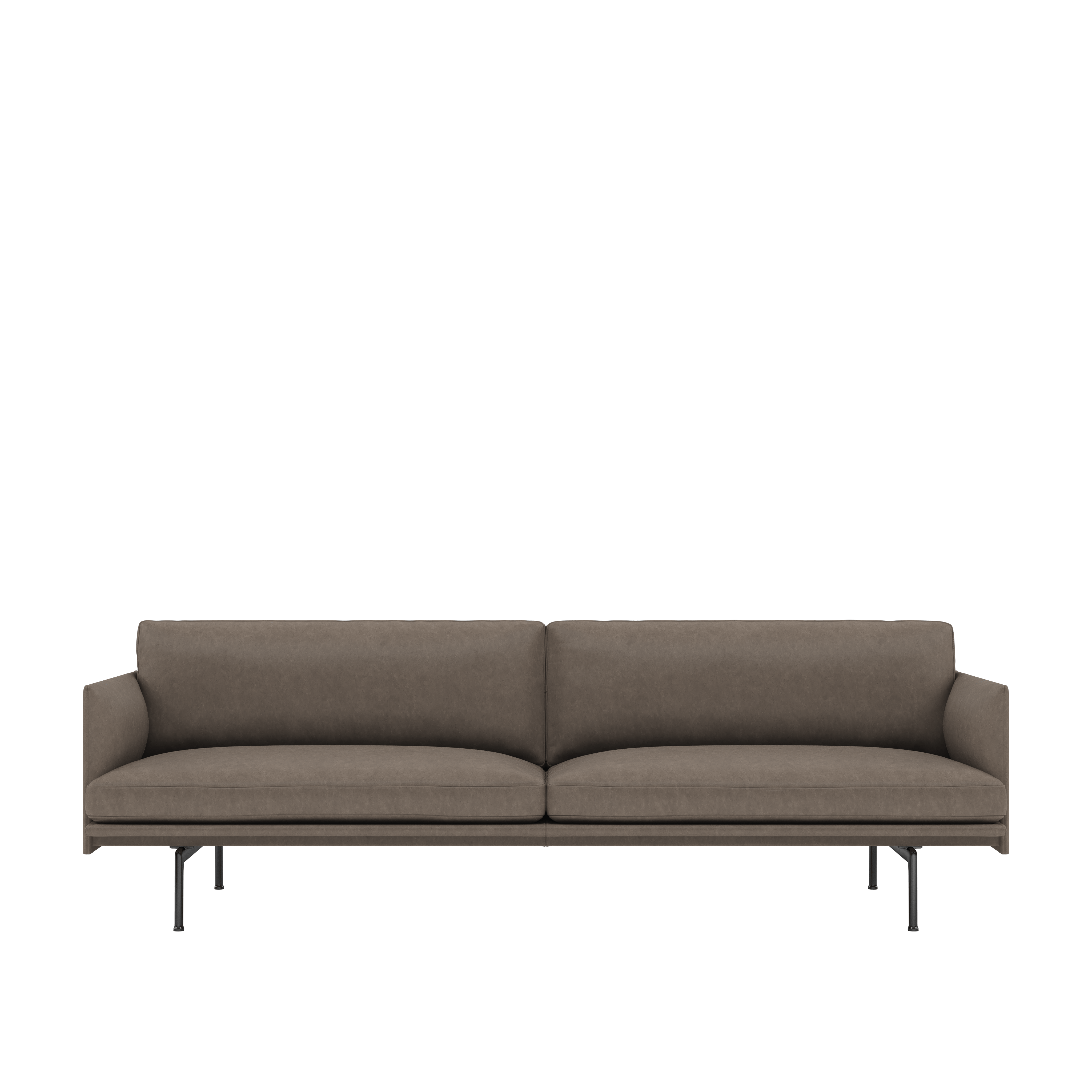 Outline Sofa, 3-Seater, Black,  Grace Leather ,Stone
