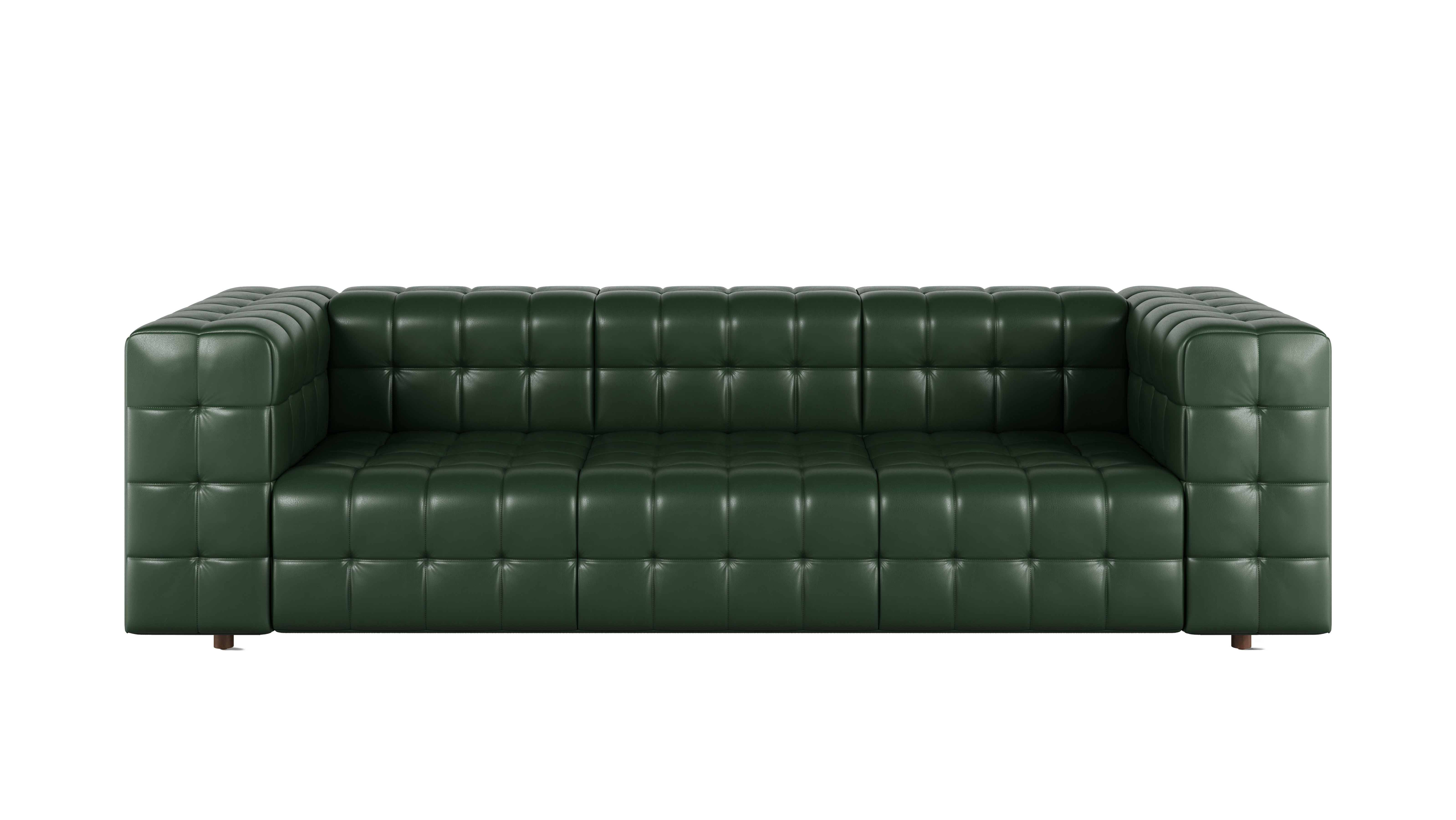 Rapport Sofa 3 Seater in Prone Leather Vine with Walnut Legs