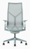A Cosm high-back, glacier chair with height-adjustable arms.