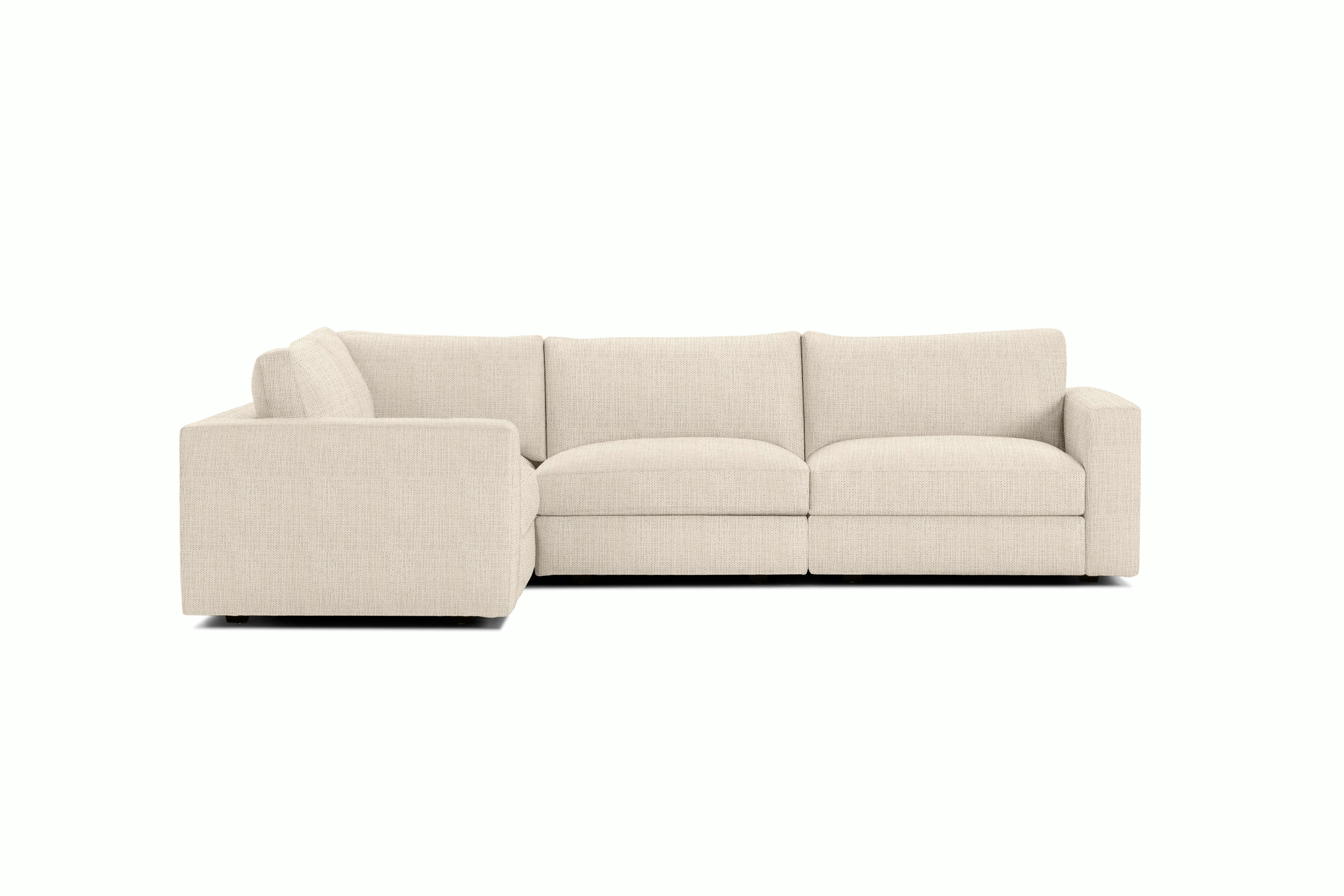 Reid Corner Sectional - L-Shaped Four Seater Sectional,  Standard,  Pebble Weave,  Ecru,  1" Block"