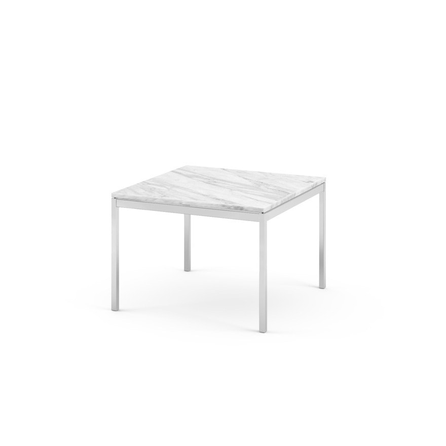 Florence Knoll Square Coffee Table - Standard, 23 x 23, Satin Carrara, Polished Chrome