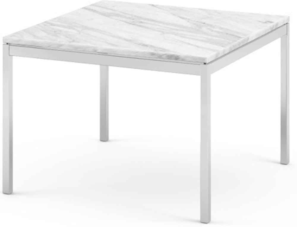Florence Knoll Square Coffee Table - Standard, 23 x 23, Satin Carrara, Polished Chrome
