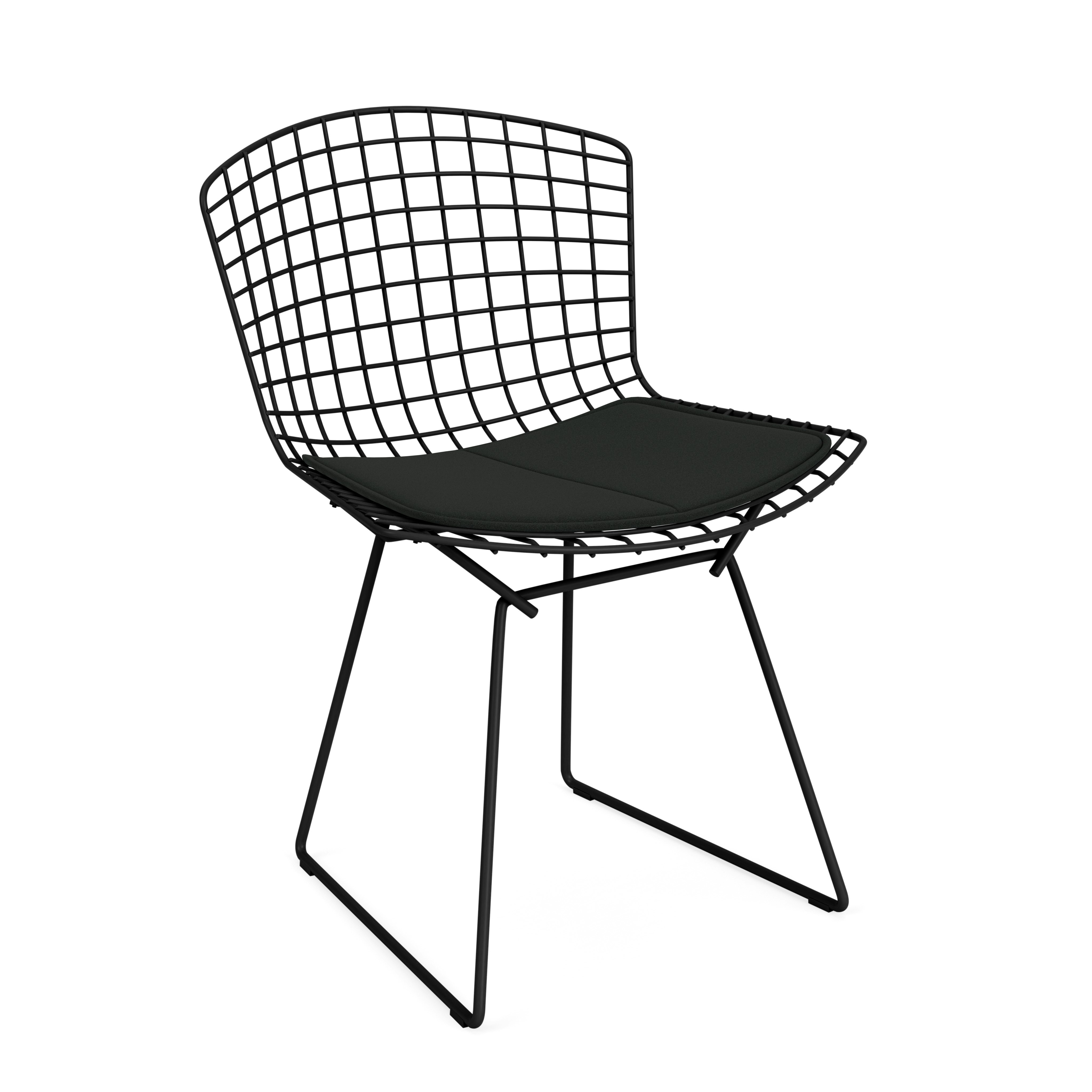 Bertoia Side Chair with Outdoor Cushion Black, Utopia, Carbon