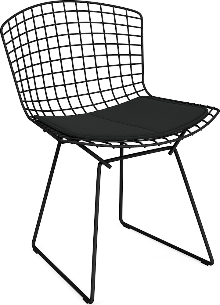 Bertoia Side Chair with Outdoor Cushion Black, Utopia, Carbon