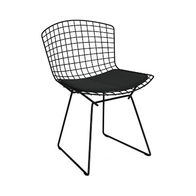 Bertoia Side Chair with Outdoor Cushion Black, Utopia, Carbon Bertoia Side Chair with Outdoor Cushion Black, Utopia, Carbon