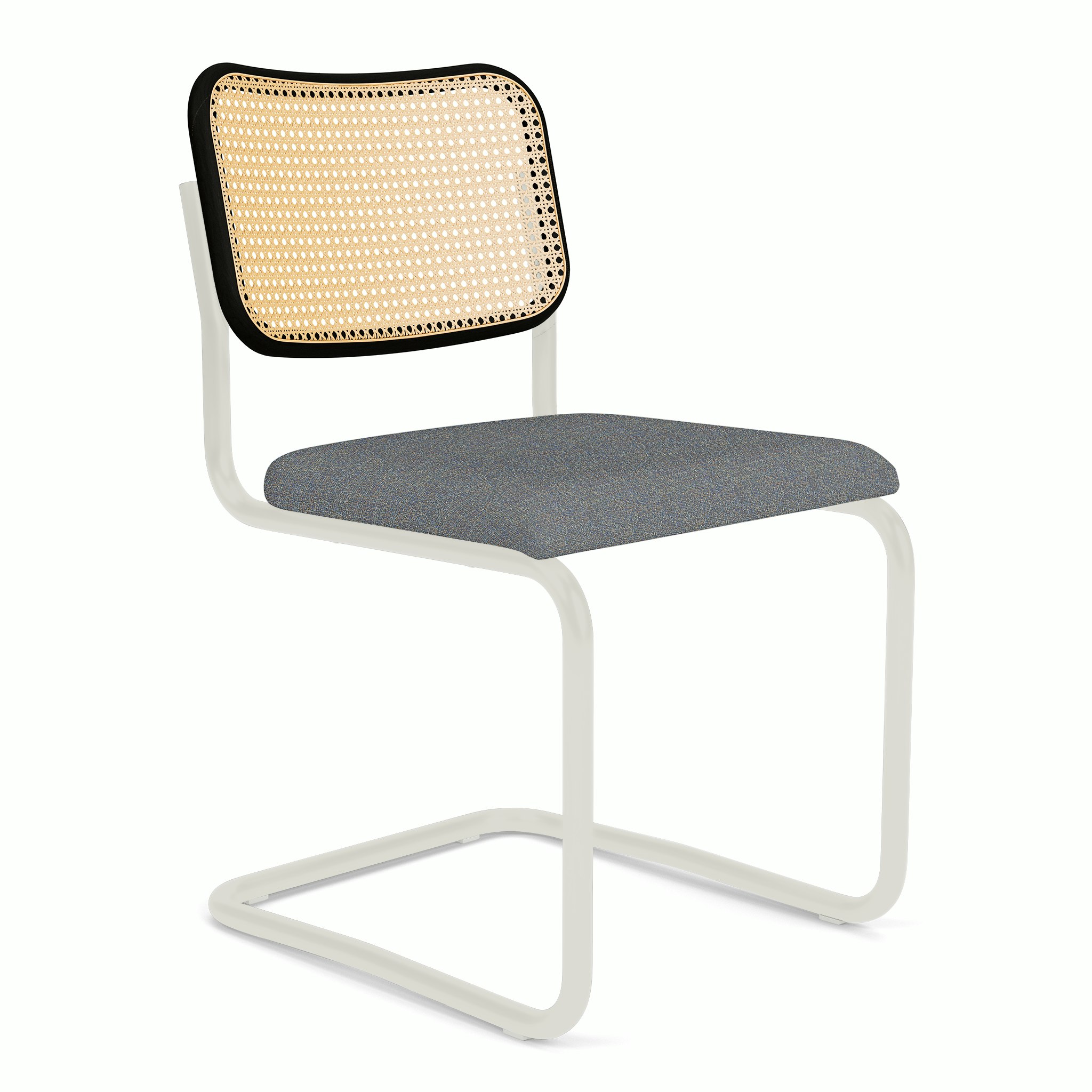 Cesca Upholstered Chair - Ebonized Beech ,  Side Chair ,  Seat Pad,  tempest,  aurora,  white frame