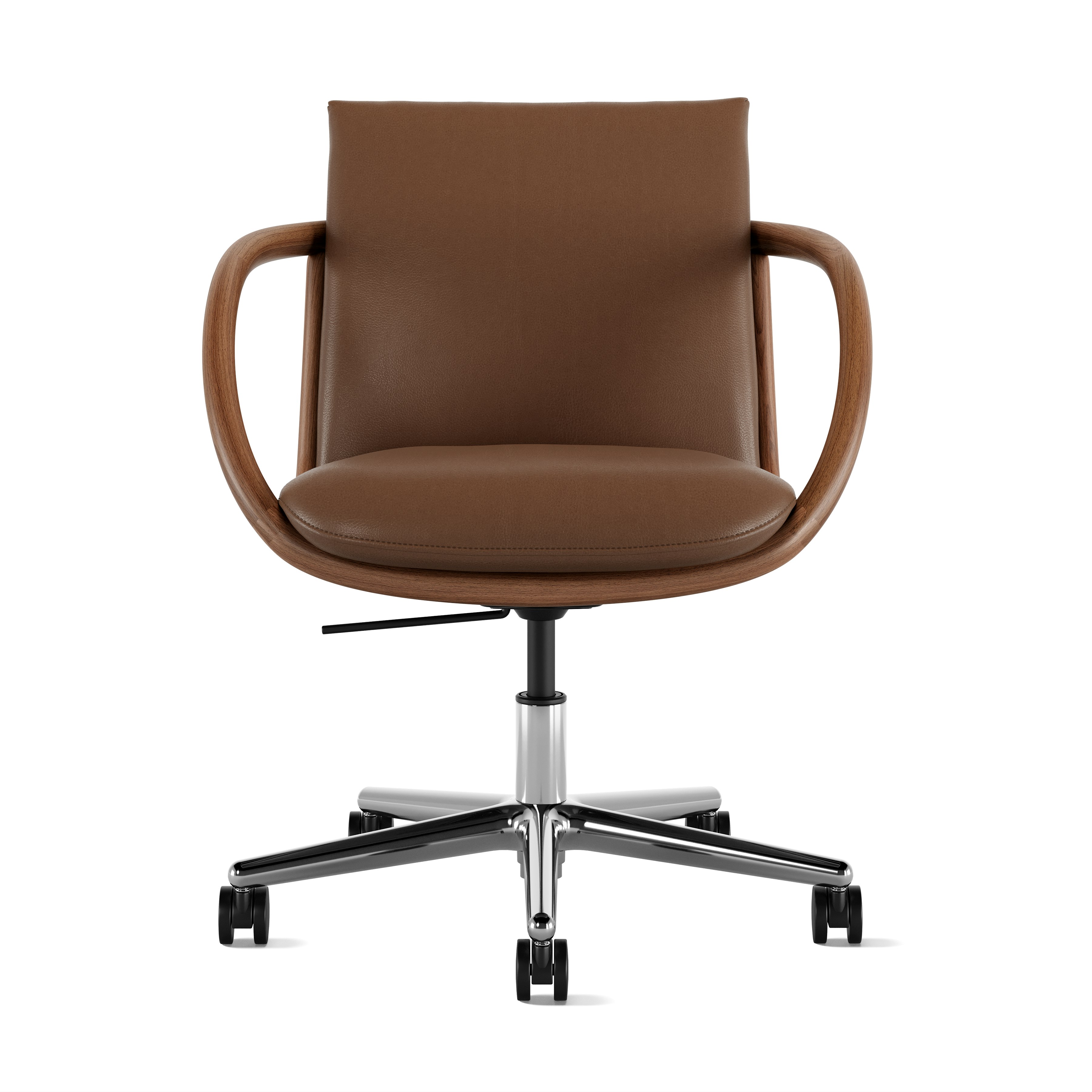 Full Loop Task Chair - Prone Leather Ledge,  Walnut,  Polished Aluminum