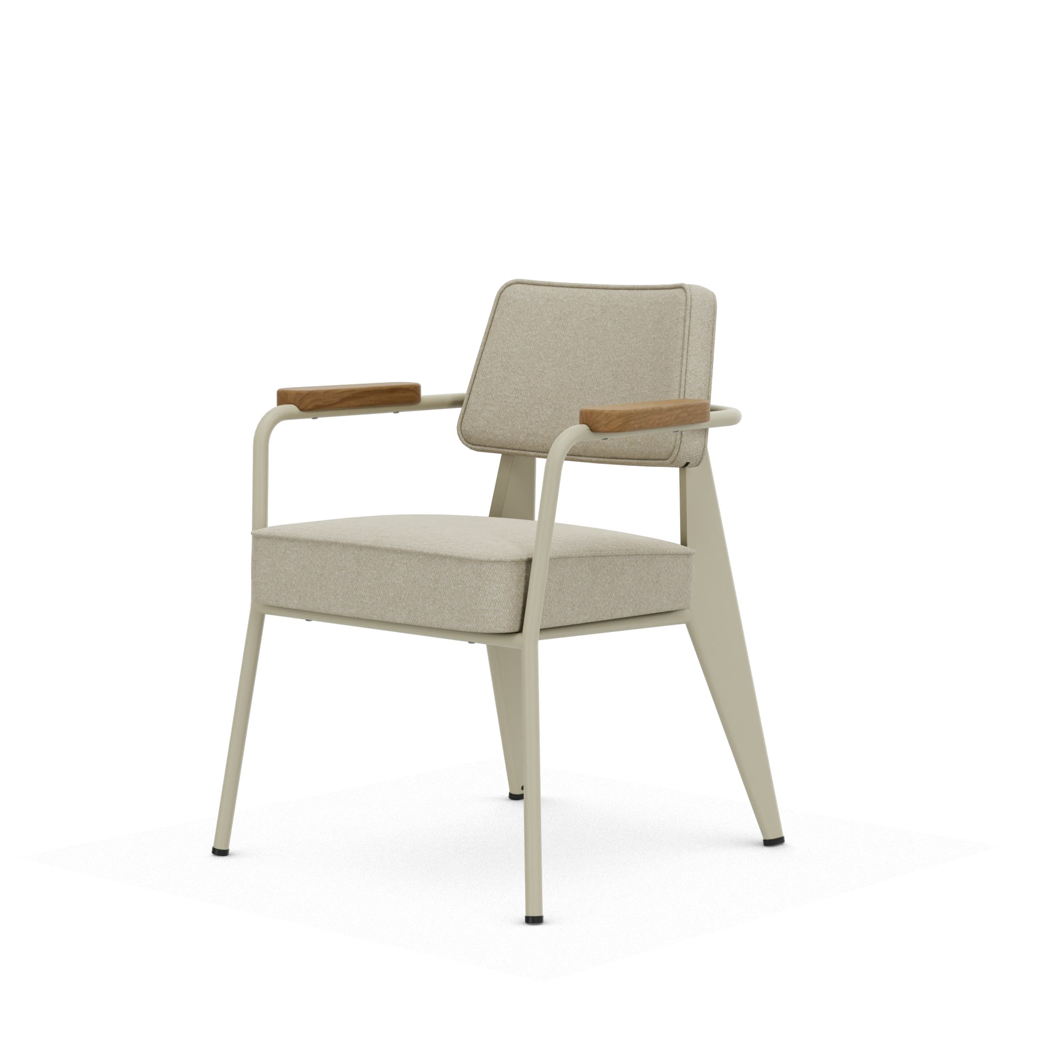 Fauteuil Direction - Nubia,   Cream,   Blanc Colombe,   Natural Oak,   Hard Glides