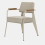 Fauteuil Direction - Nubia,   Cream,   Blanc Colombe,   Natural Oak,   Hard Glides