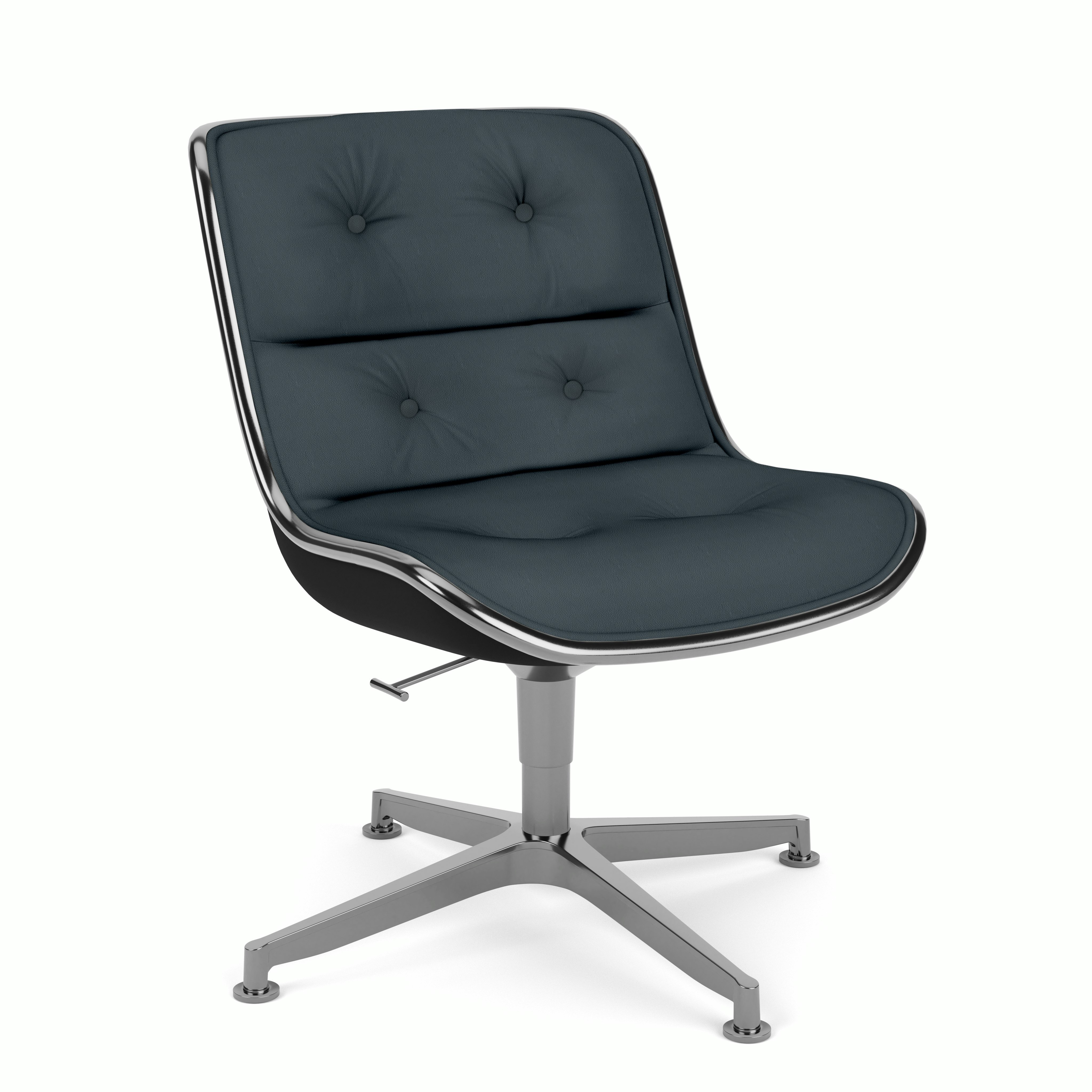 Pollock Executive Side Chair - 4 Star,  Polished Aluminum,  Volo Leather,  Marine Blue