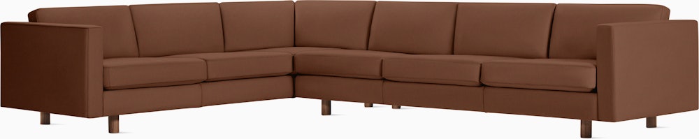 Lispenard Sectional in warm brown ledge leather with 4" legs.