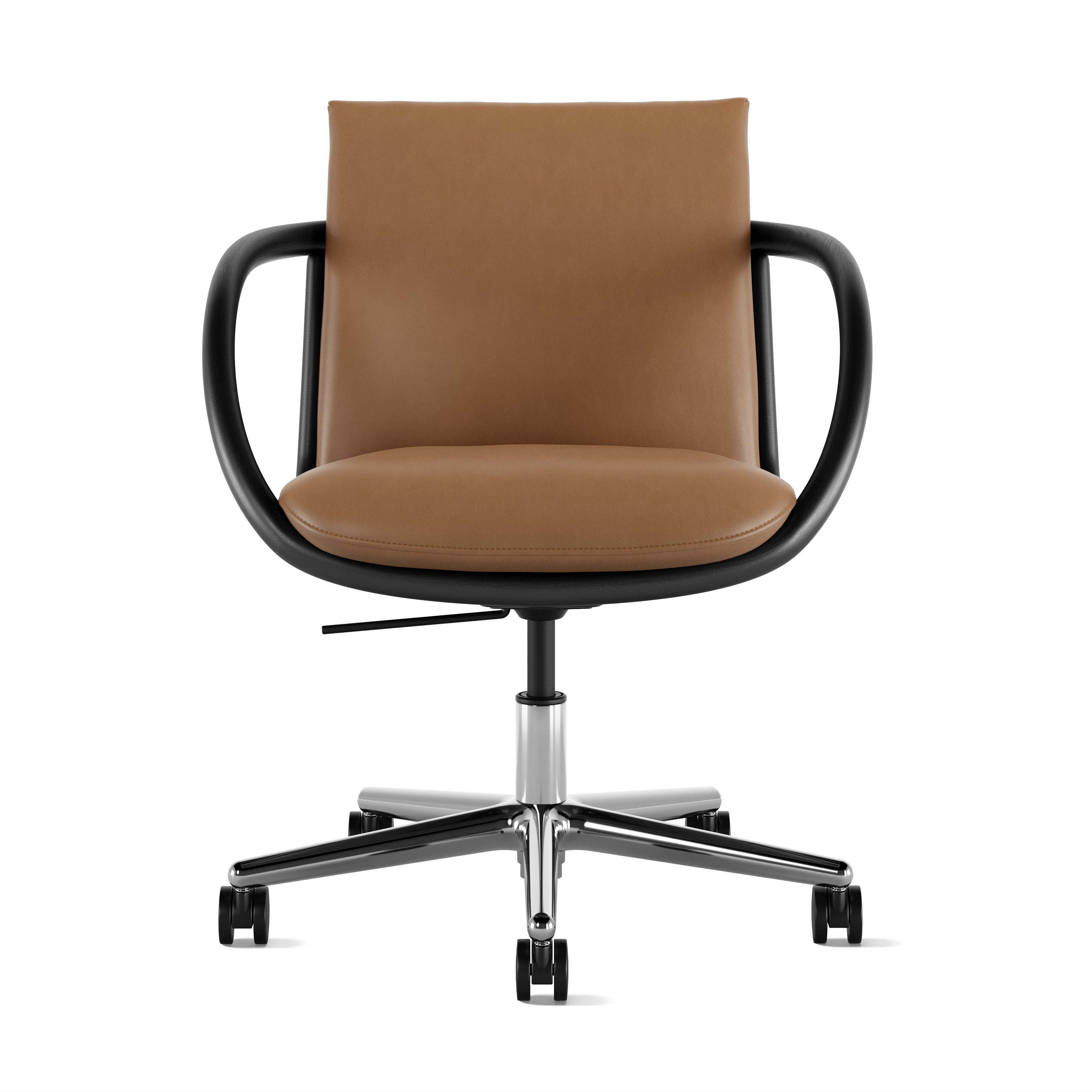 Full Loop Task Chair - Bristol Leather Desert,  Ebony,  Polished Aluminum
