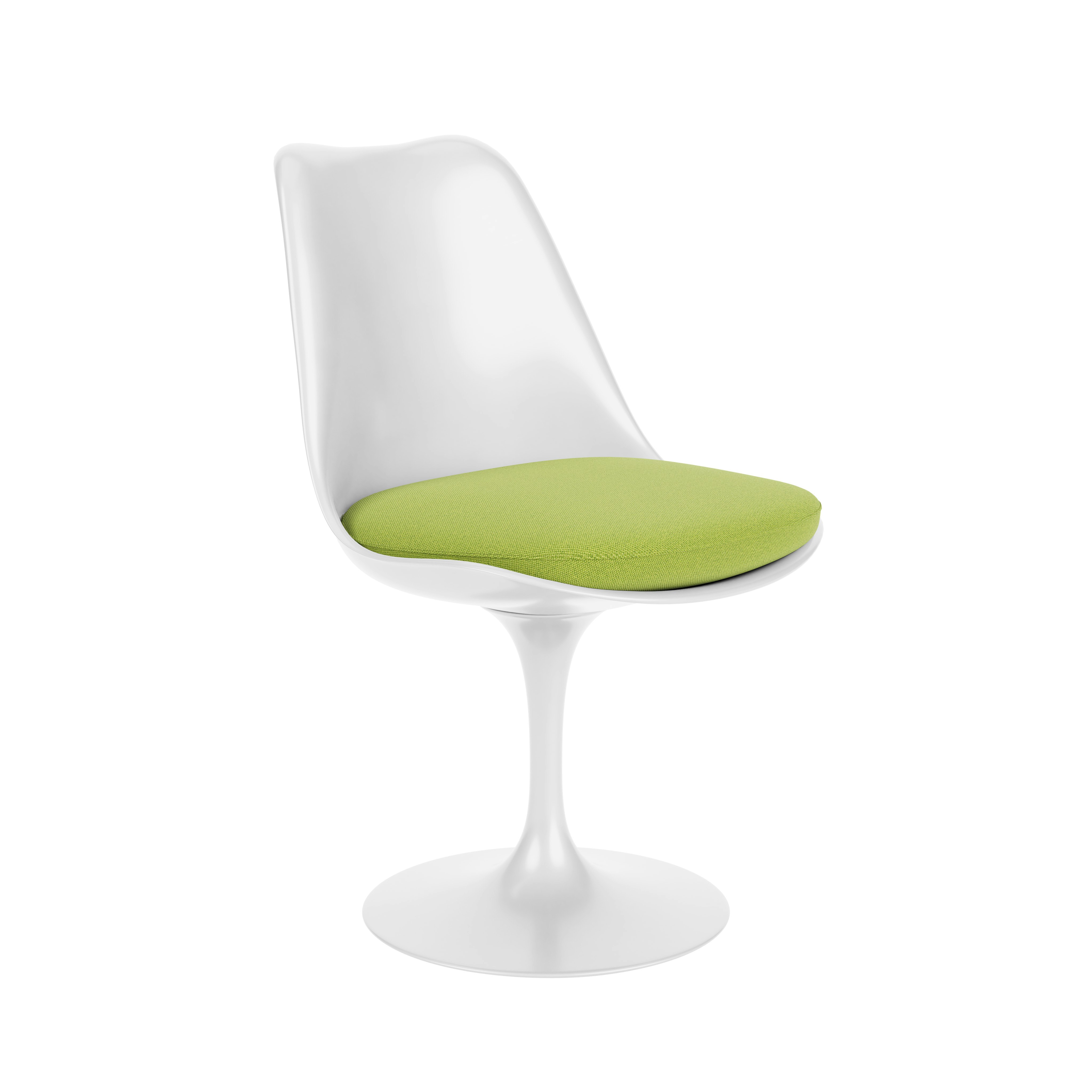 Saarinen Tulip Side Chair - Side Chair, Seat Cushion, Swivel, Hourglass, Iron, White