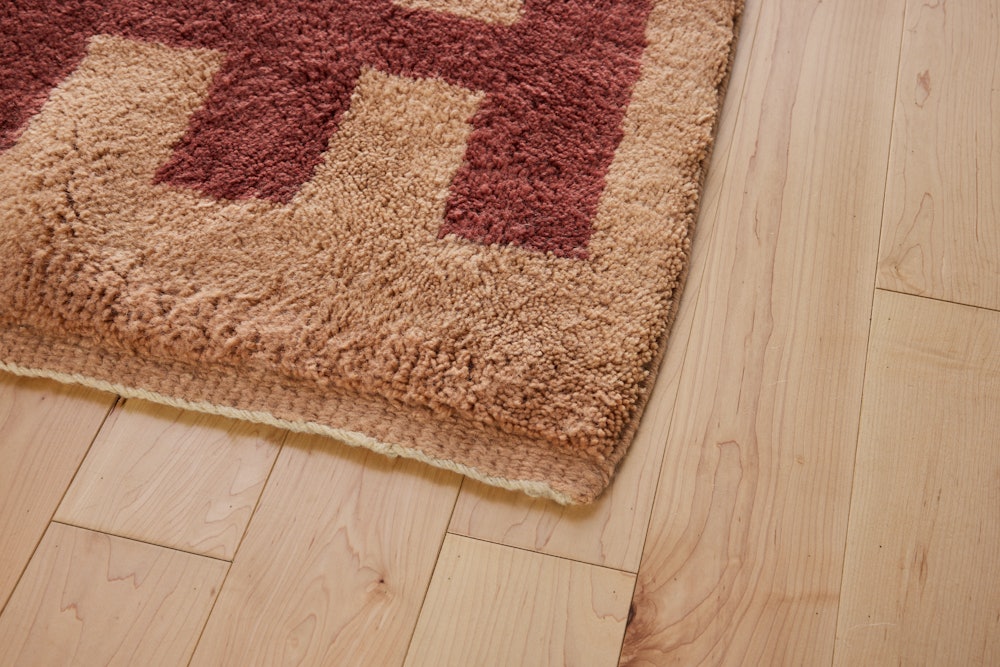 Fences Wool Moroccan Rug - Desert Rose,  Runner