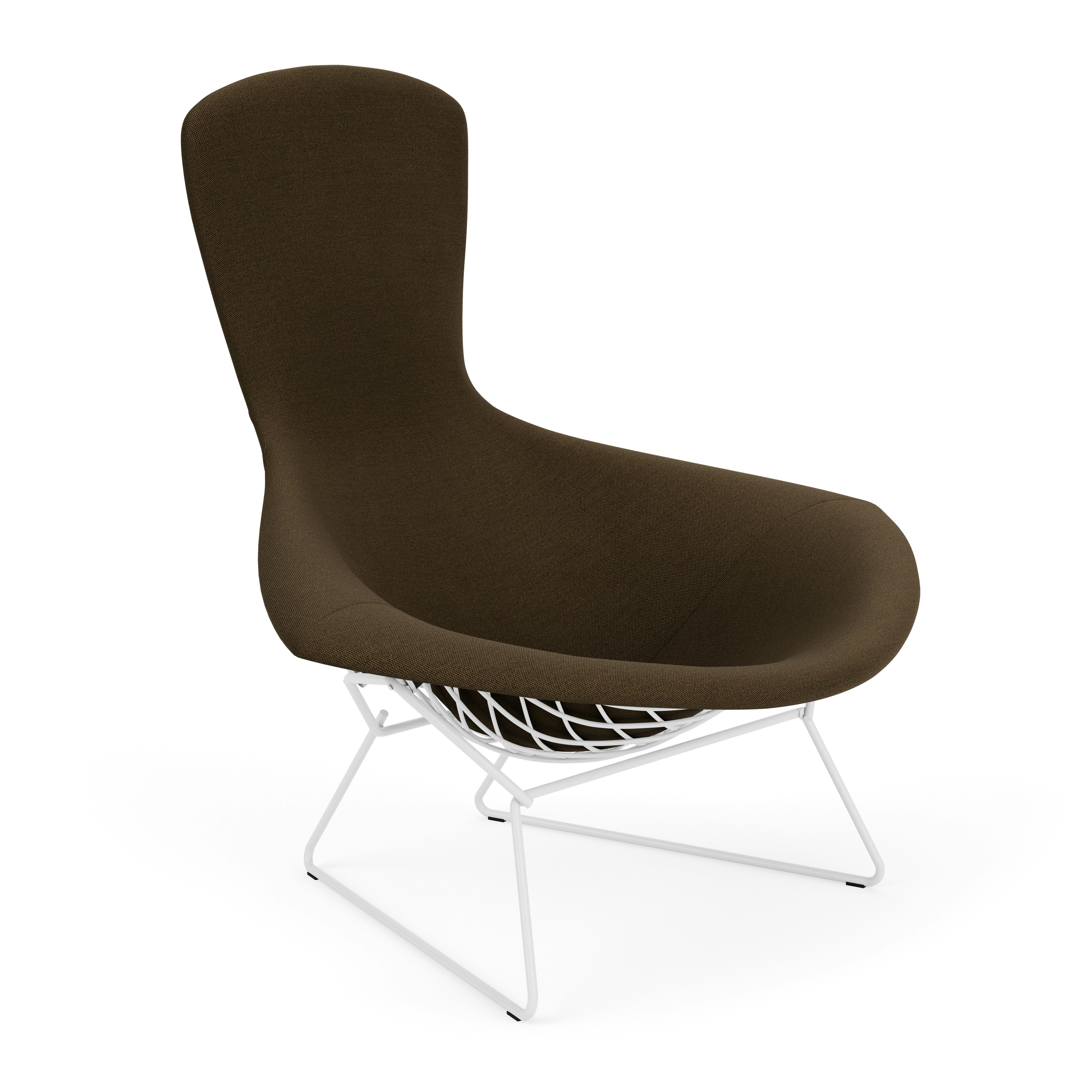 Bertoia Bird Lounge Chair, White, Full Cover, Hourglass, Mocha
