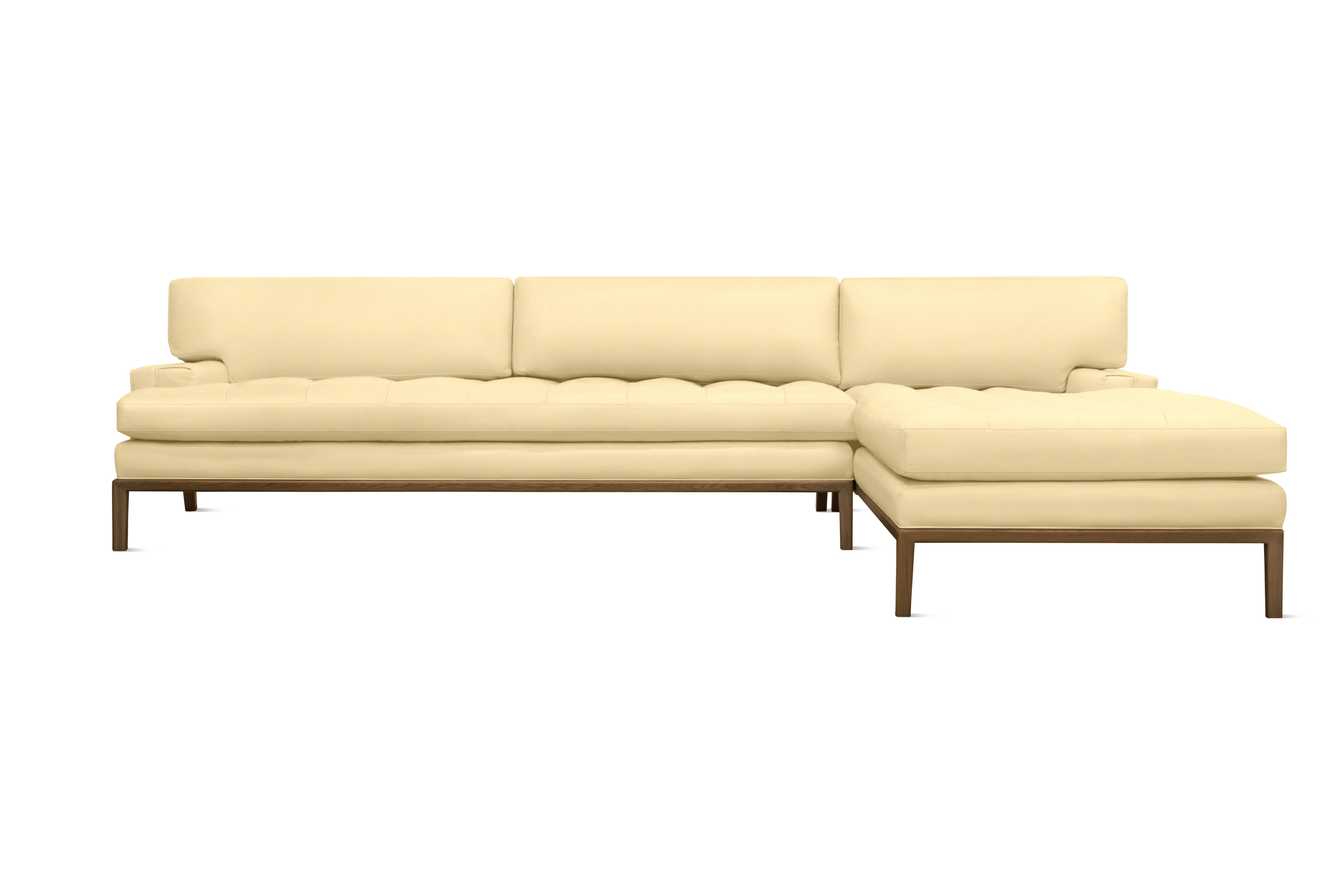 Forster Sectional with Chaise - Right,  Marquis Velvet,  Ecru,  Walnut