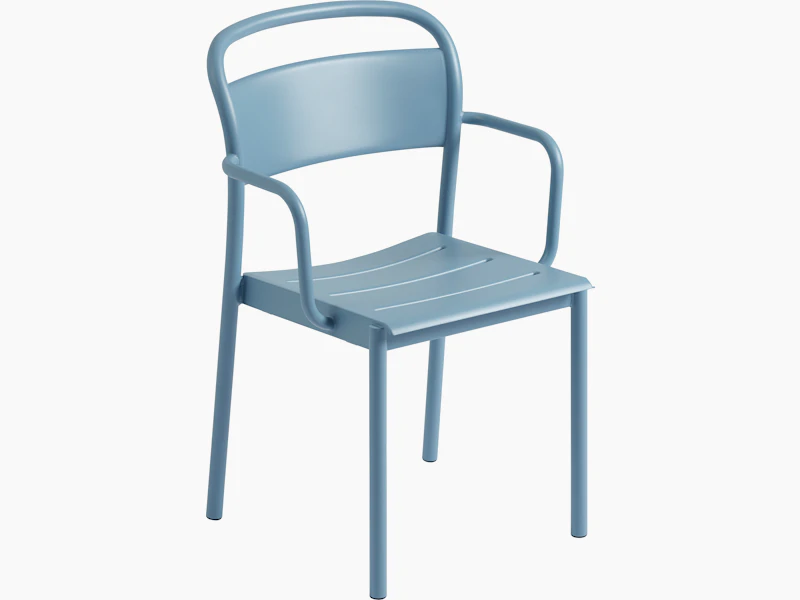 Linear steel armchair pale blue Muuto