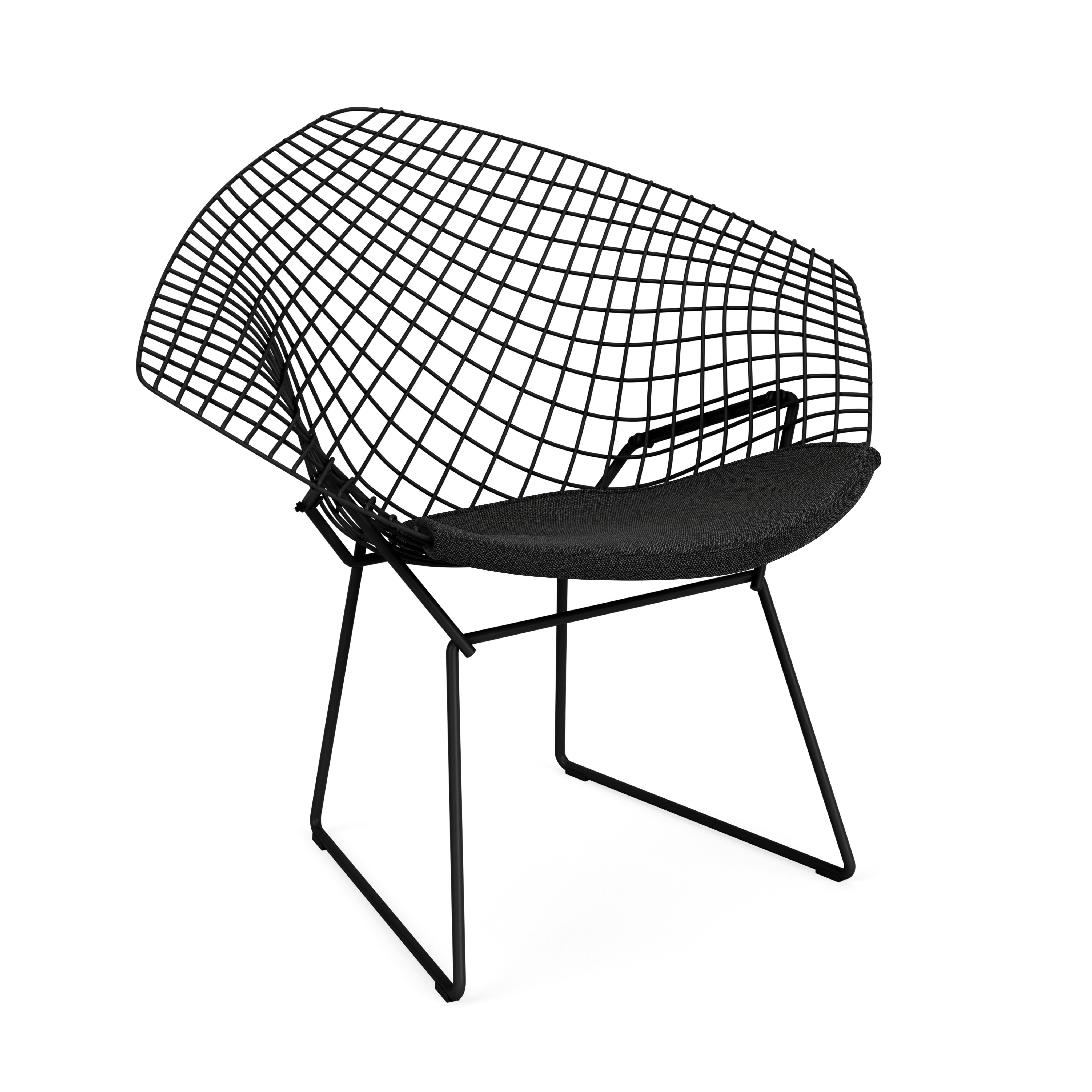 Bertoia Diamond Chair, Black, Seat Pad, Hourglass, Caviar