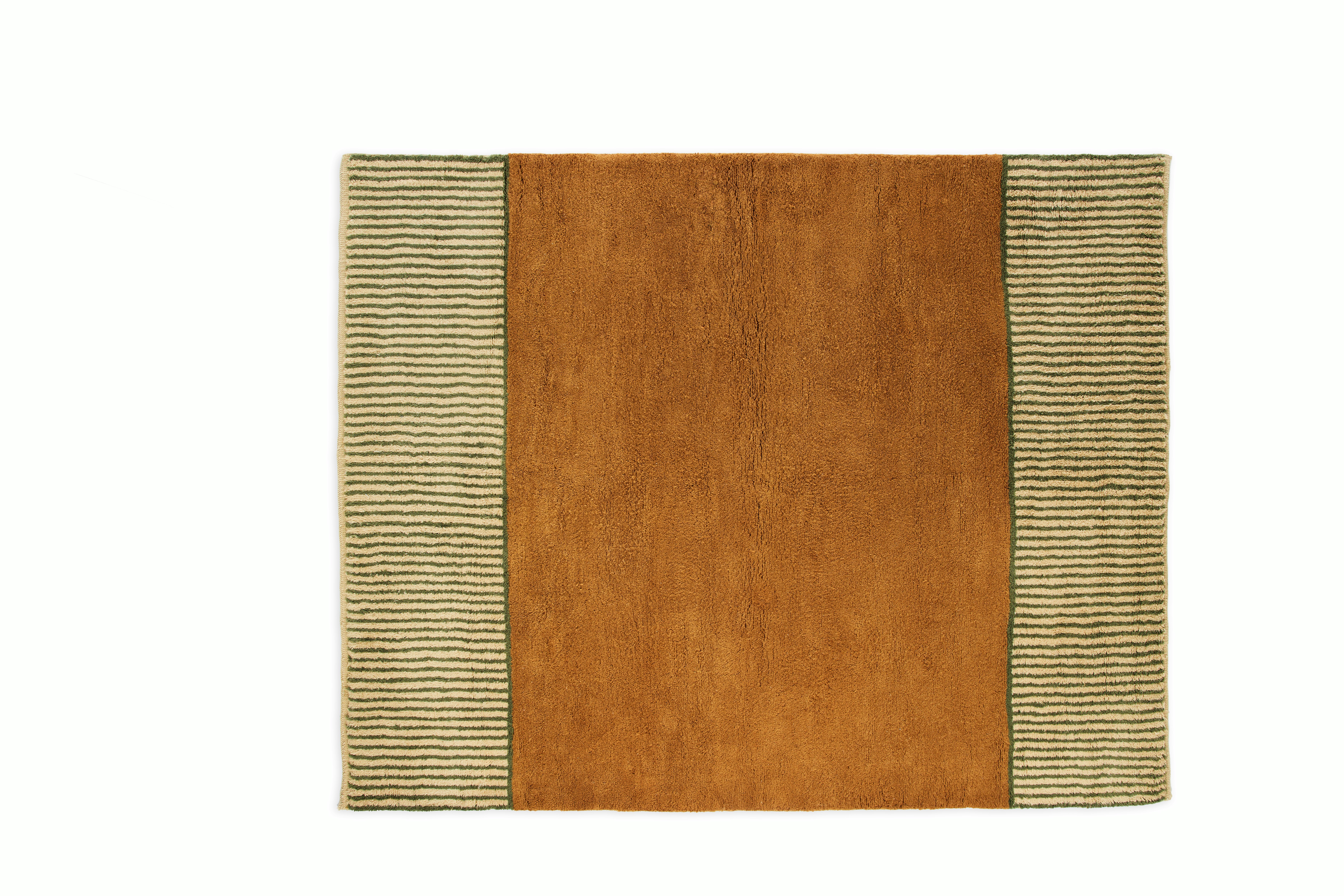Borderline Wool Moroccan Rug, Ochre