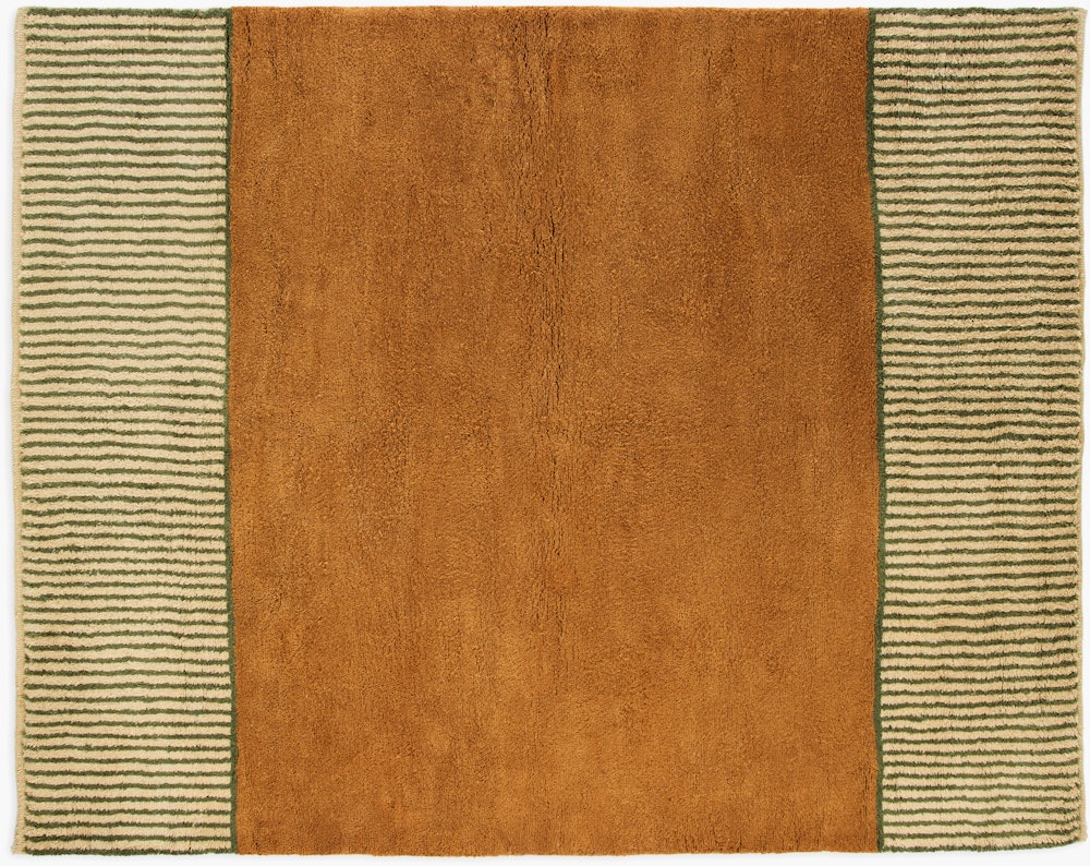 Borderline Wool Moroccan Rug - Ochre