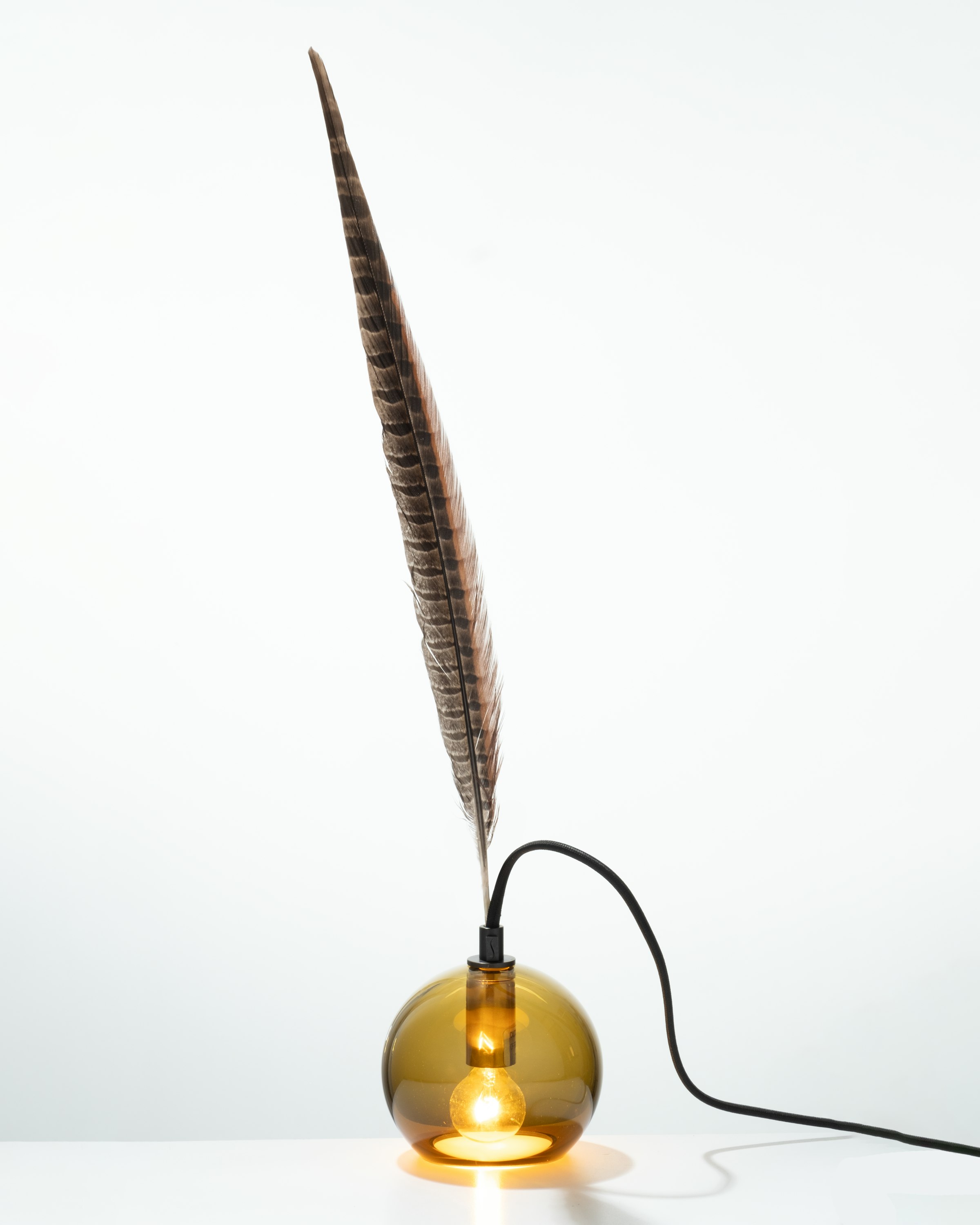 The Smoky Feather Table Lamp - 4.5inch, Brown Feather