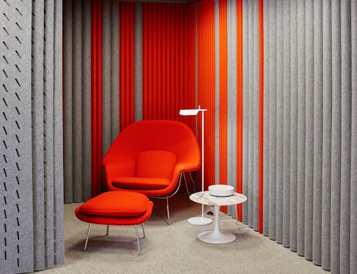 Activity Space with Womb Chair  FilzFelt Activity Space refuge Saarinen Womb Chair Ottoman Saarinen Pedestal Side Table felt ARO