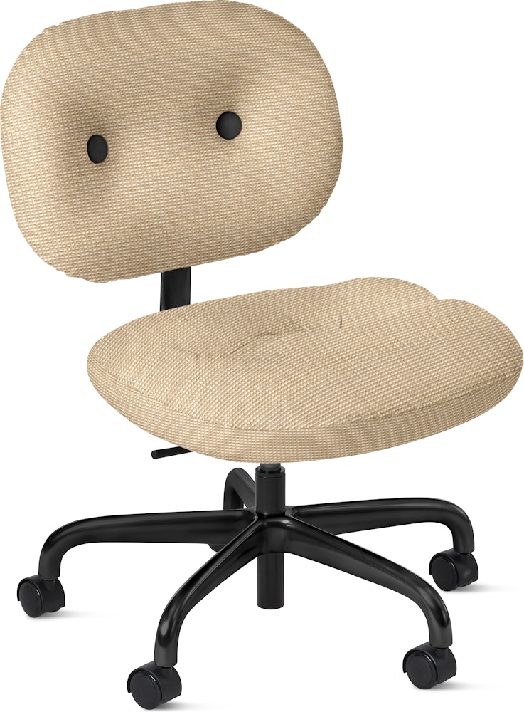 Morrison Hannah Task Chair - Without Arms,  Cato,  Ivory,  Black,  Soft Caster FSC Certified