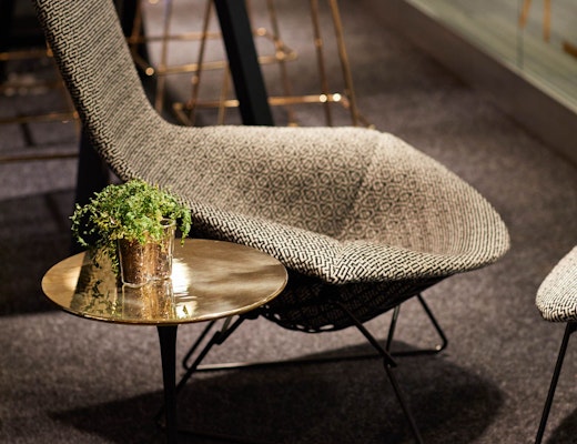 Bertoia Bird Chair immersive planning bertoia bird chair knolltextiles saarinen side table copper finish neocon 2017 showroom
