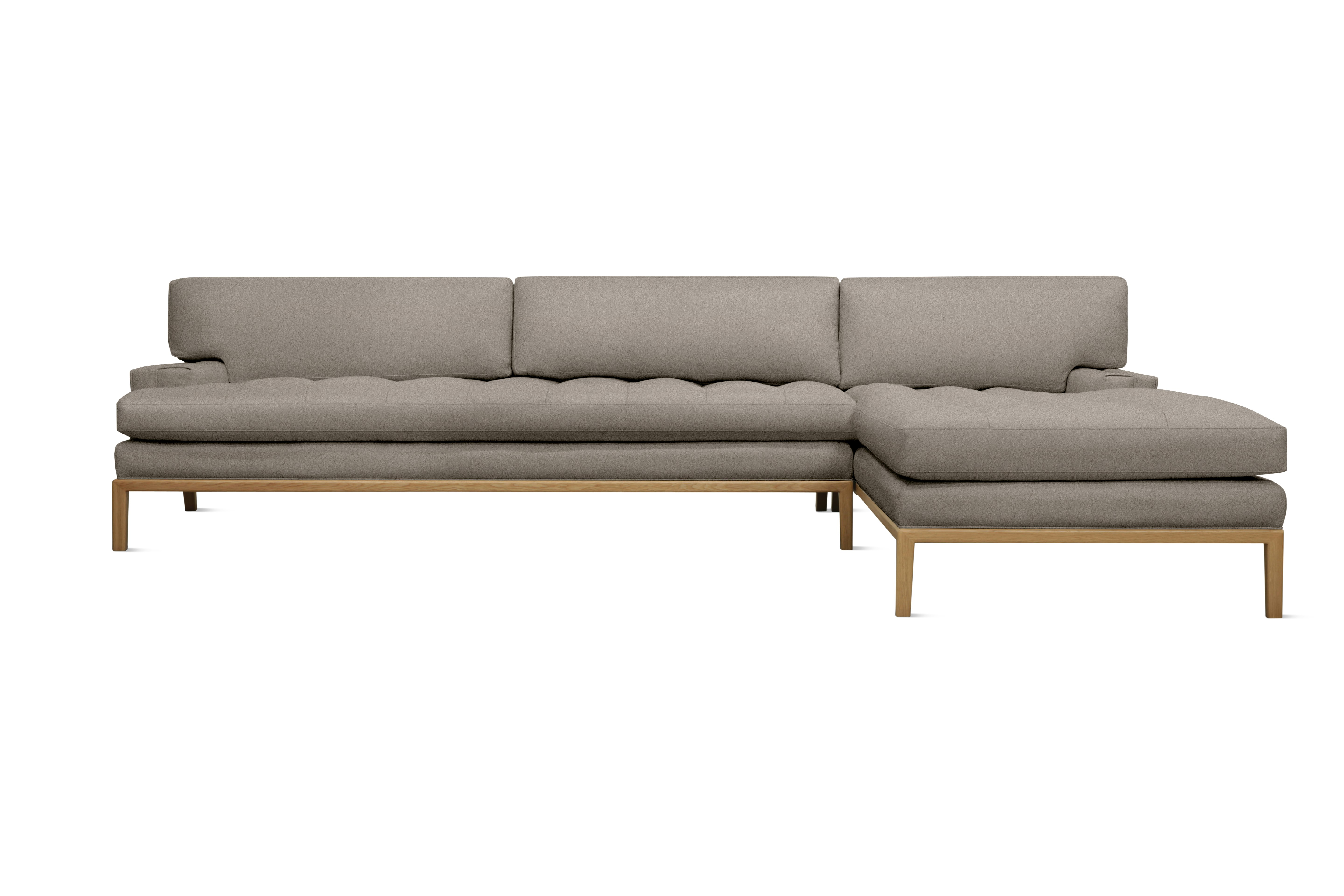 Forster Sectional with Chaise - Right,  Alpaca Faux,  Mink,  Oak