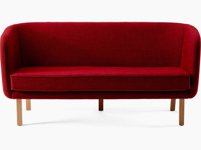 Rockwell Unscripted sofa wood base wood legs white oak legs