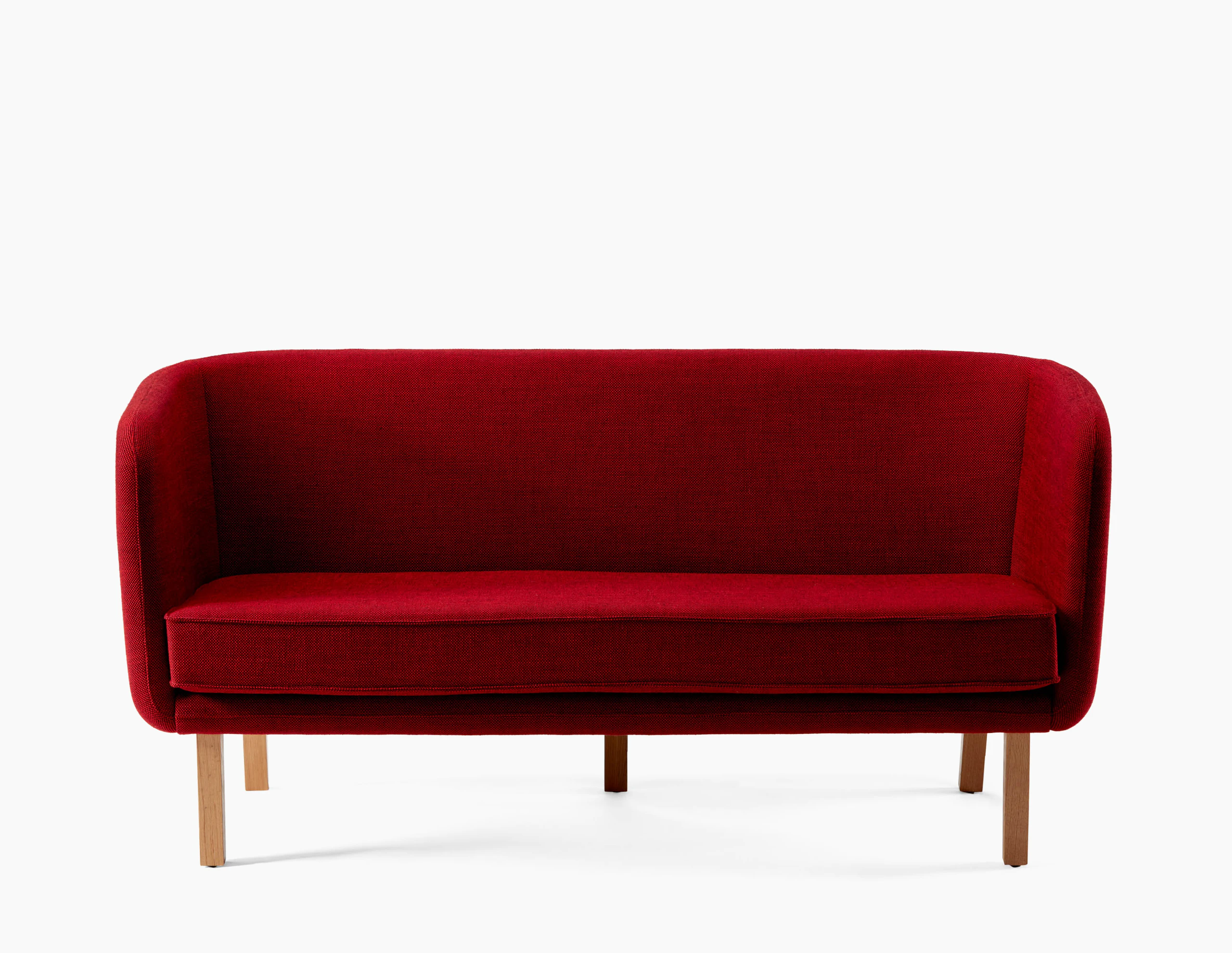 Rockwell Unscripted sofa wood base wood legs white oak legs