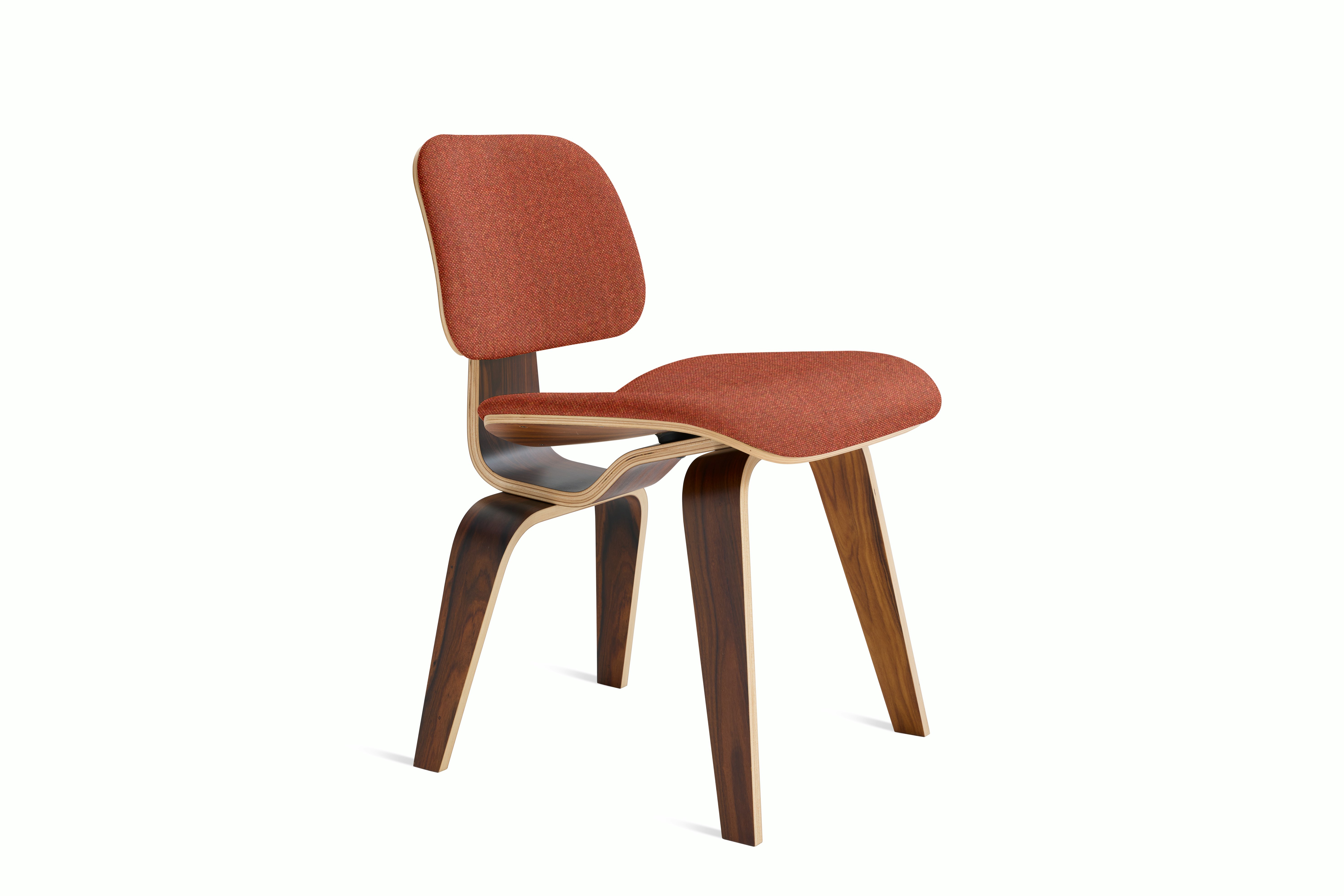 Eames Molded Plywood Dining Chair Wood Base (DCW) in Santos Palisander,  Beck,  Clayware 039