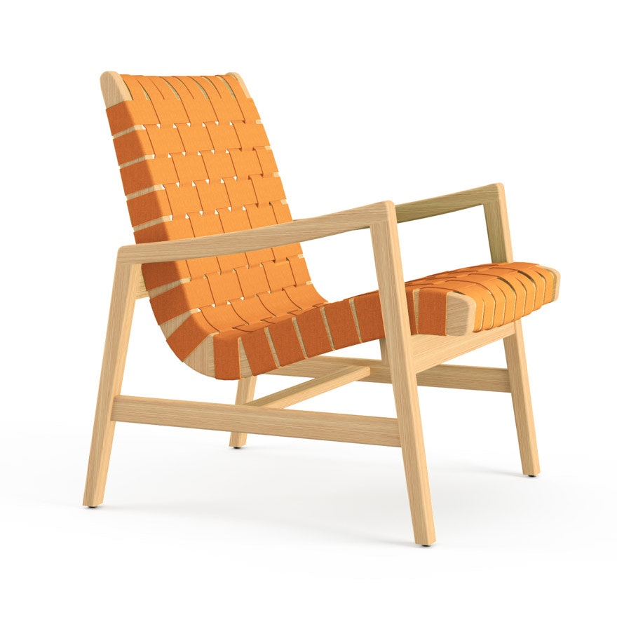 Risom Lounge Chair - Arm, Ochre Sunbrella, Clear Maple