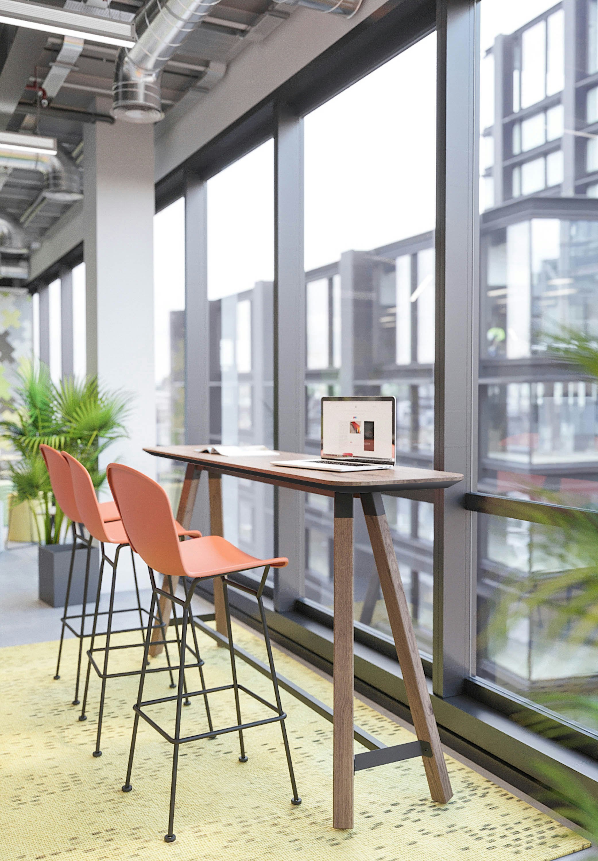 Rockwell Unscripted Tall Table Drink Rail Bertoia Molded Shell