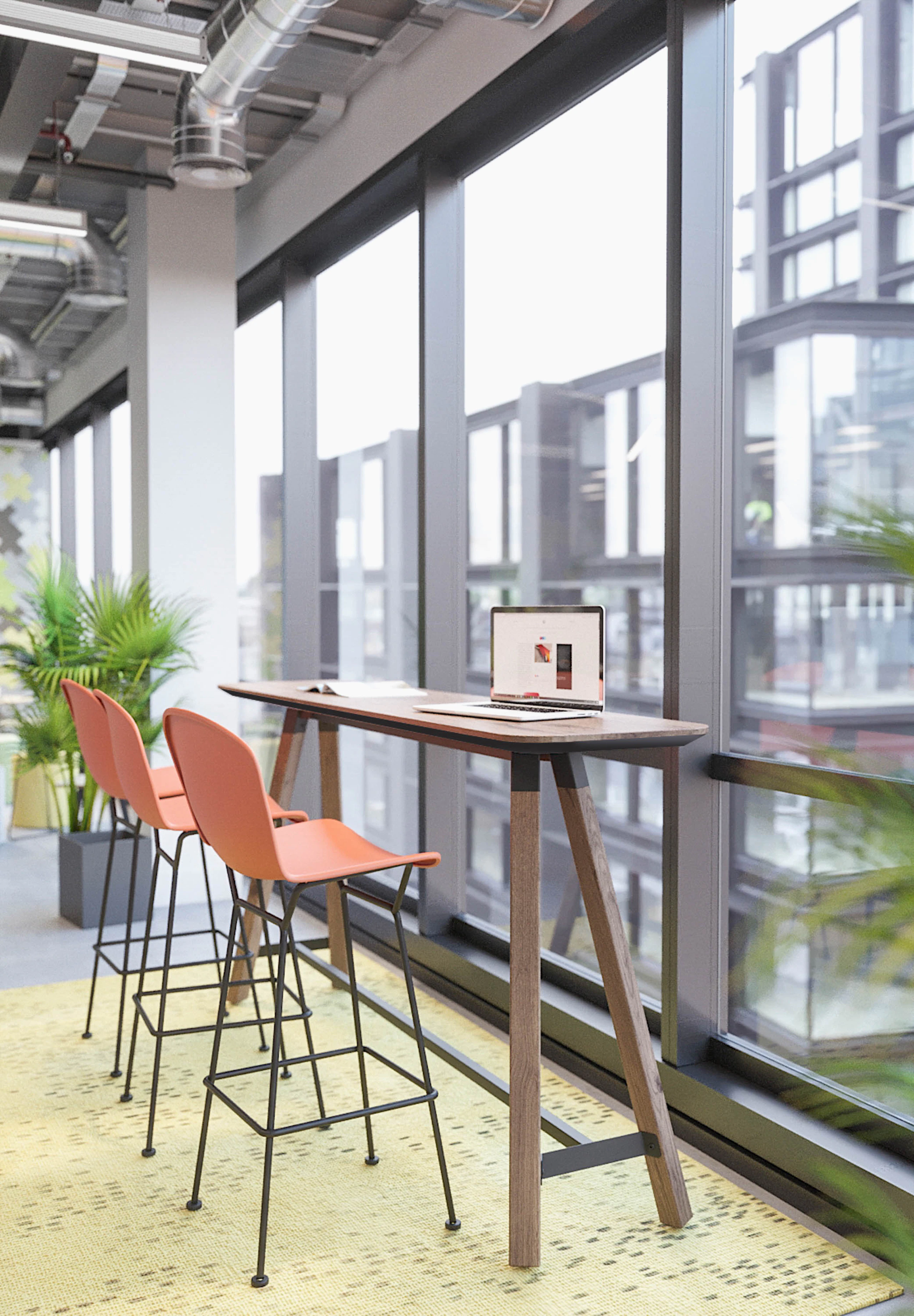 Rockwell Unscripted Tall Table Drink Rail Bertoia Molded Shell