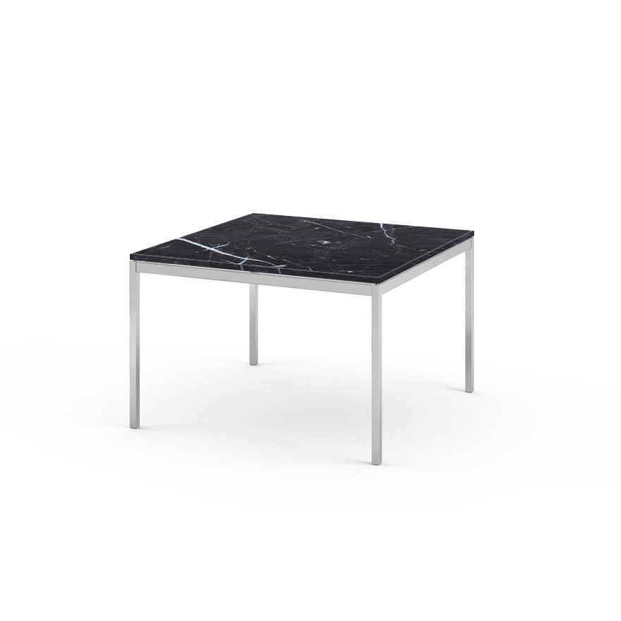Florence Knoll Square End Table  - 29.5, Polished Nero Marquina, Polished Chrome