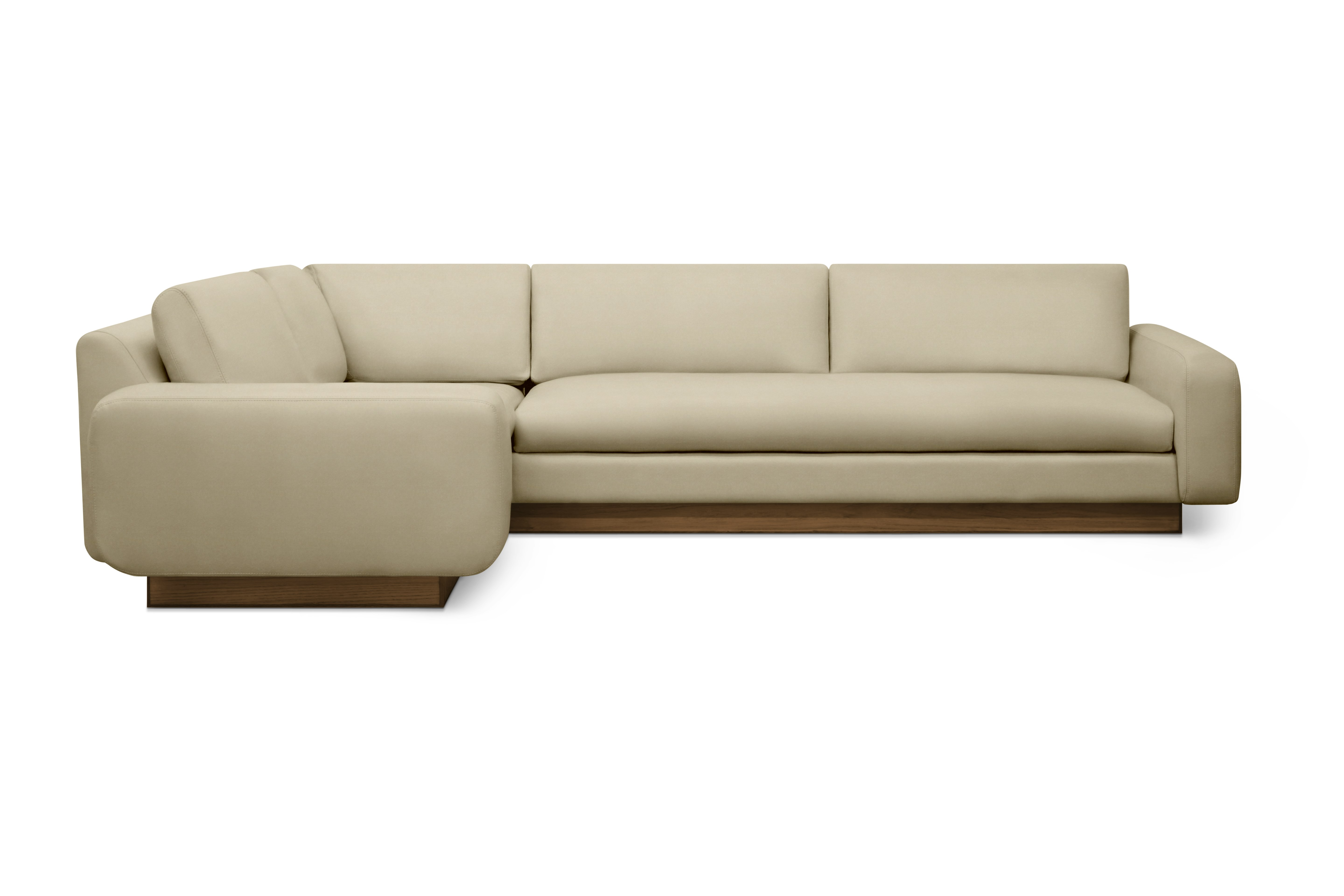 Mesa Corner Sectional - Left,  Marquis Velvet,  Linen,  Walnut