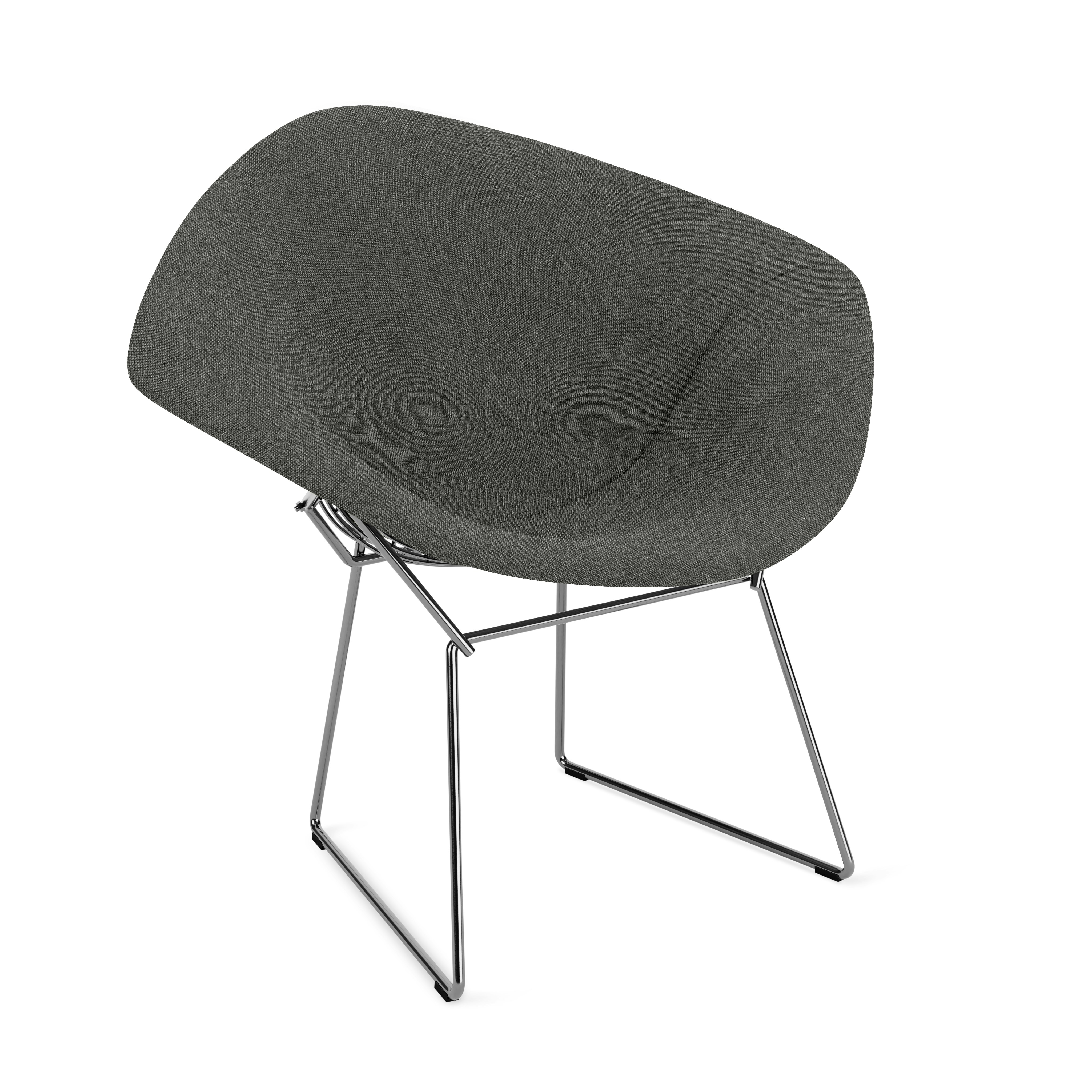 Bertoia Diamond Chair,  Polished Chrome,  Full Cover,  Aegean,  Licorice